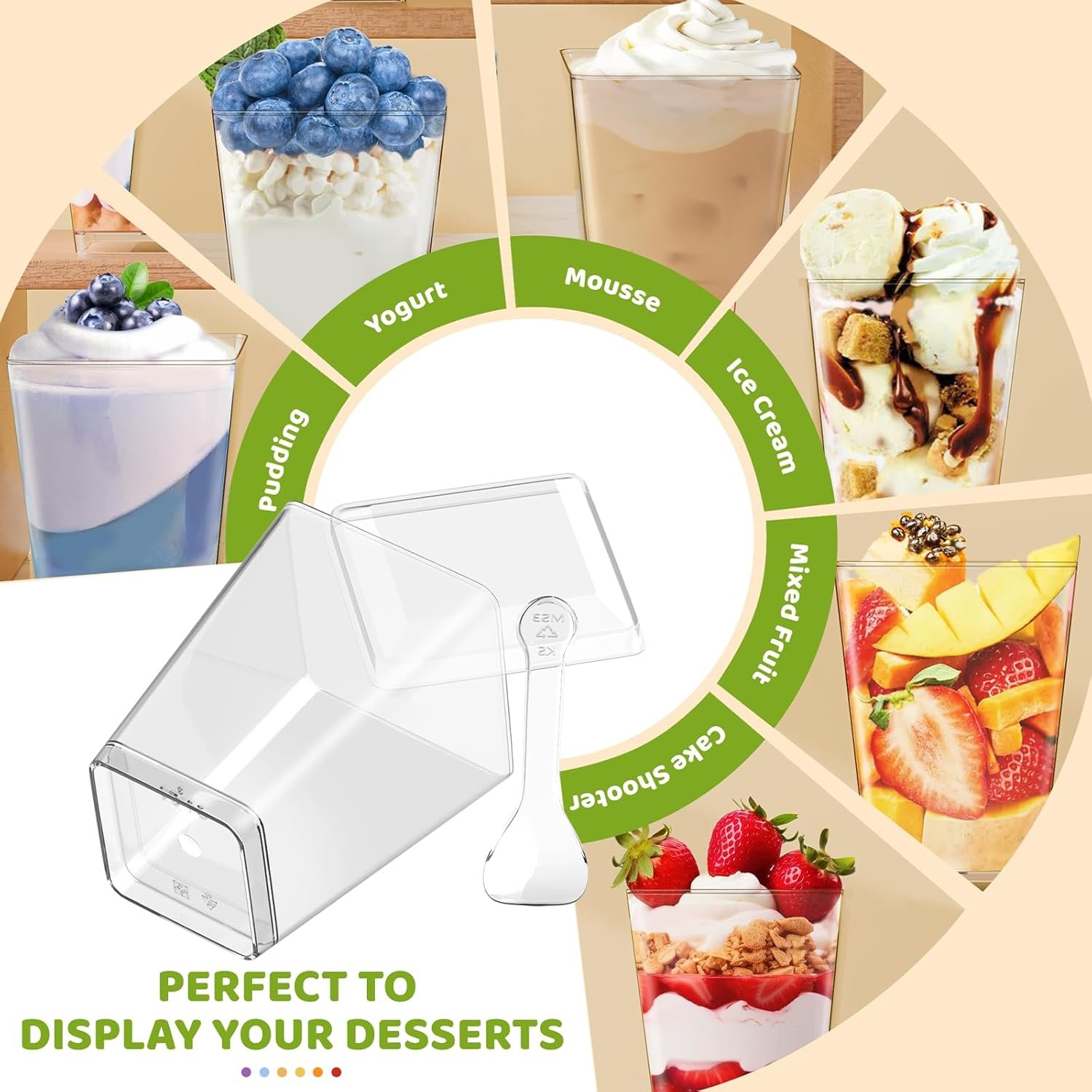 Wholesale 20-Pack 5oz Clear Plastic Dessert Cups with Lids Spoons for Yogurt Parfait Appetizers Pudding Fruit Trifle Ice Cream Mini Shooters Factory