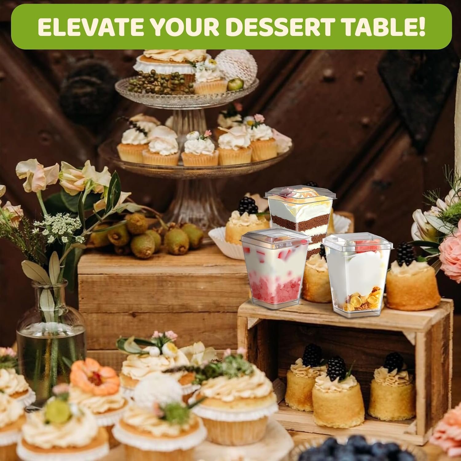 Wholesale 20-Pack 5oz Clear Plastic Dessert Cups with Lids Spoons for Yogurt Parfait Appetizers Pudding Fruit Trifle Ice Cream Mini Shooters Factory