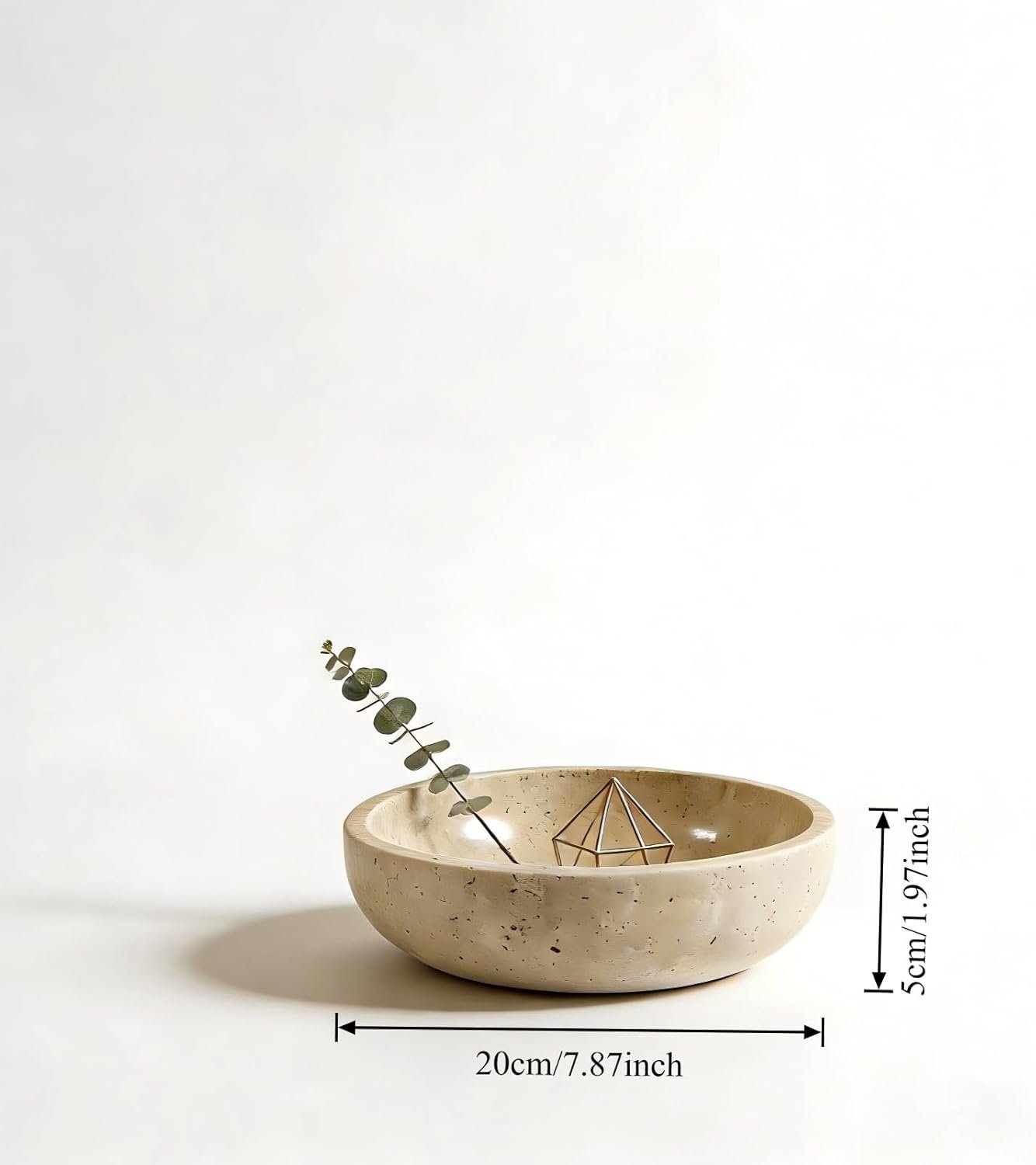 OEM 7.87 Inch Large Decorative Marble Bowl Natural Stone Round for Home Decor Fruit Nuts Jewelry Tray Coffee Table Centerpiece Soap Dish Beige Factory