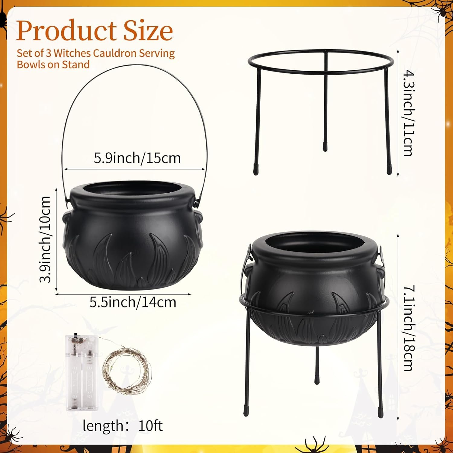 Wholesale Set of 3 Black Plastic Witches Cauldron Serving Bowls on Stand Halloween Punch Bowl Candy Snack Dishes for Indoor Outdoor Home Kitchen Parties Factory Wholesale Set of 3 Black Plastic Witches Cauldron Serving Bowls on Stand Halloween Punch Bowl Candy Snack Dishes for Indoor Outdoor Home Kitchen Parties Factory