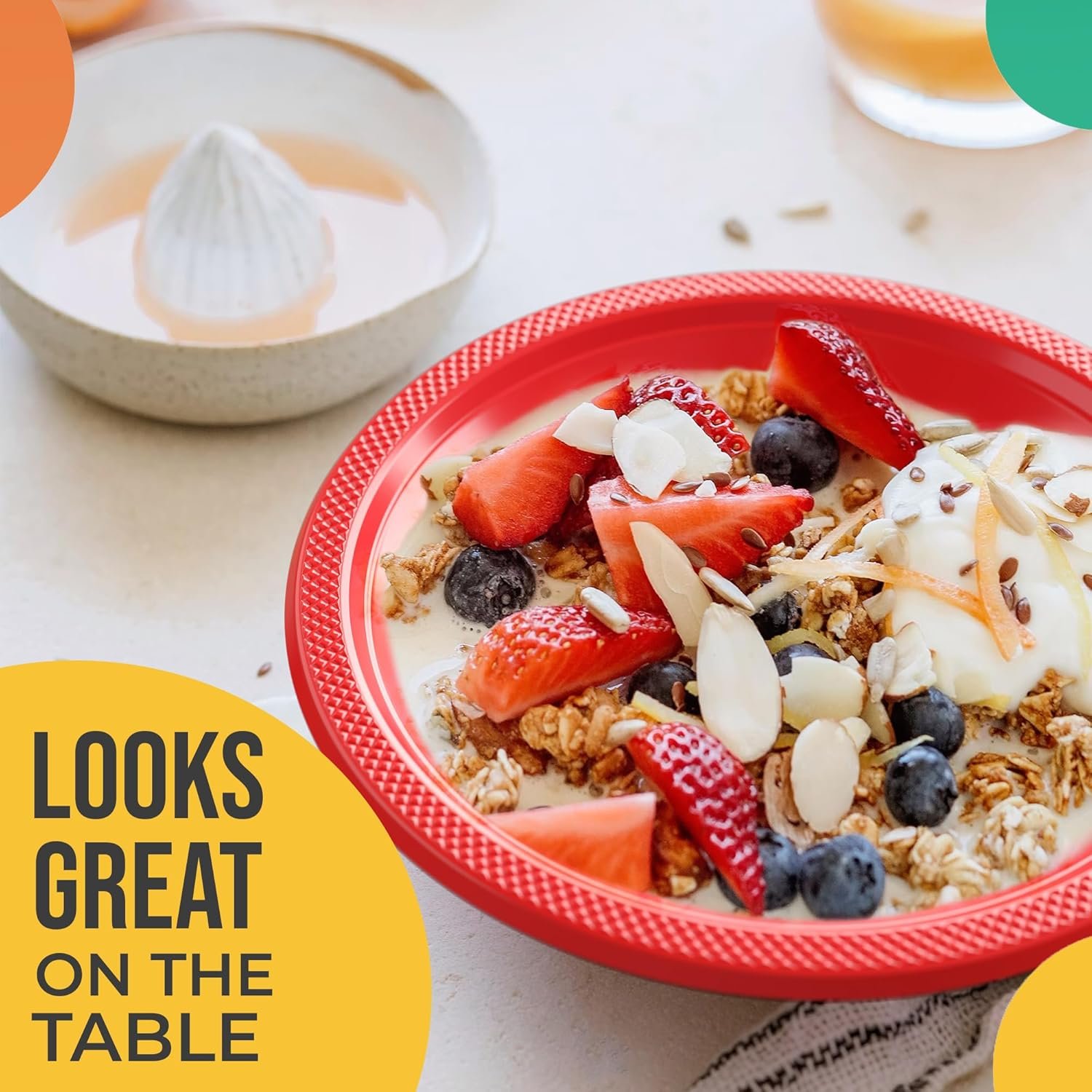 Wholesale 12 Oz Red Plastic Disposable Bowls for Hot Soup Salad Cereal Desserts Party Supplies 50 Pcs Factory