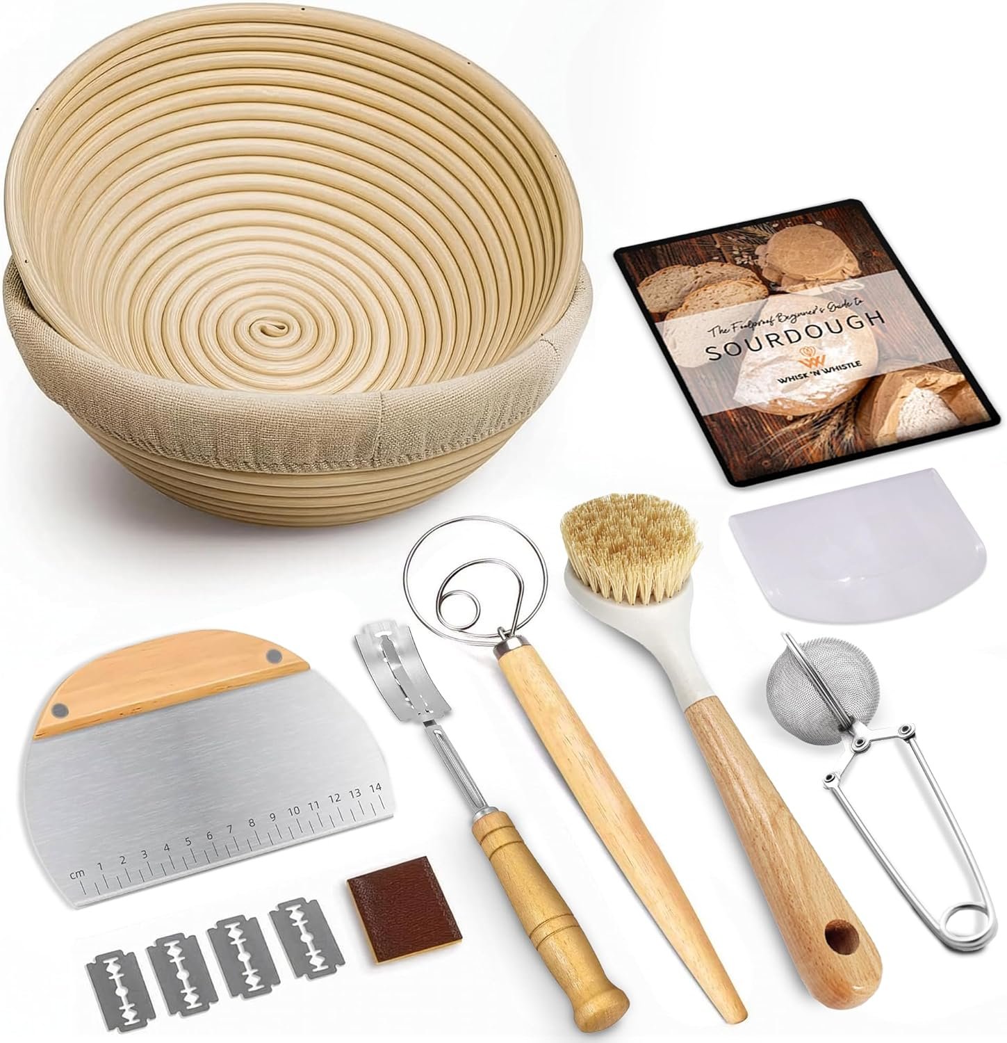 Banneton Bread Proofing Basket - Sourdough Bread Baking Supplies – Sourdough Starter Kit – Sourdough Proofing Basket Gift for Bakers - 2x Round Bread Baskets (9 Inch)