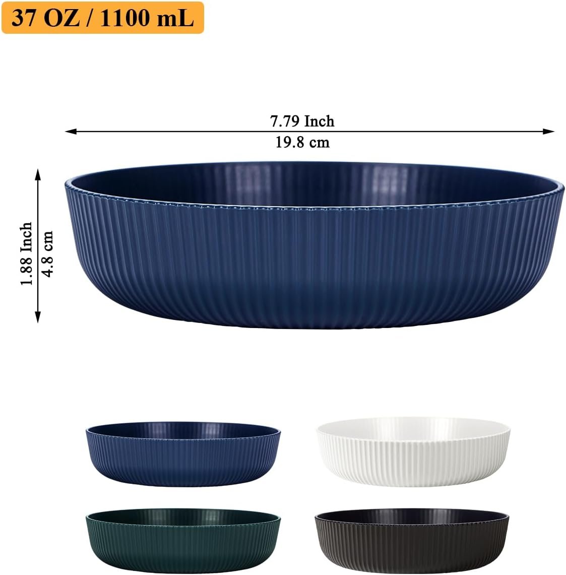 Wholesale 37oz Unbreakable Large Plastic Pasta Salad Bowls Set of 4 for Soup Fruit Serving Home Restaurant Outdoor Picnic Camping Factory Wholesale 37oz Unbreakable Large Plastic Pasta Salad Bowls Set of 4 for Soup Fruit Serving Home Restaurant Outdoor Picnic Camping Factory