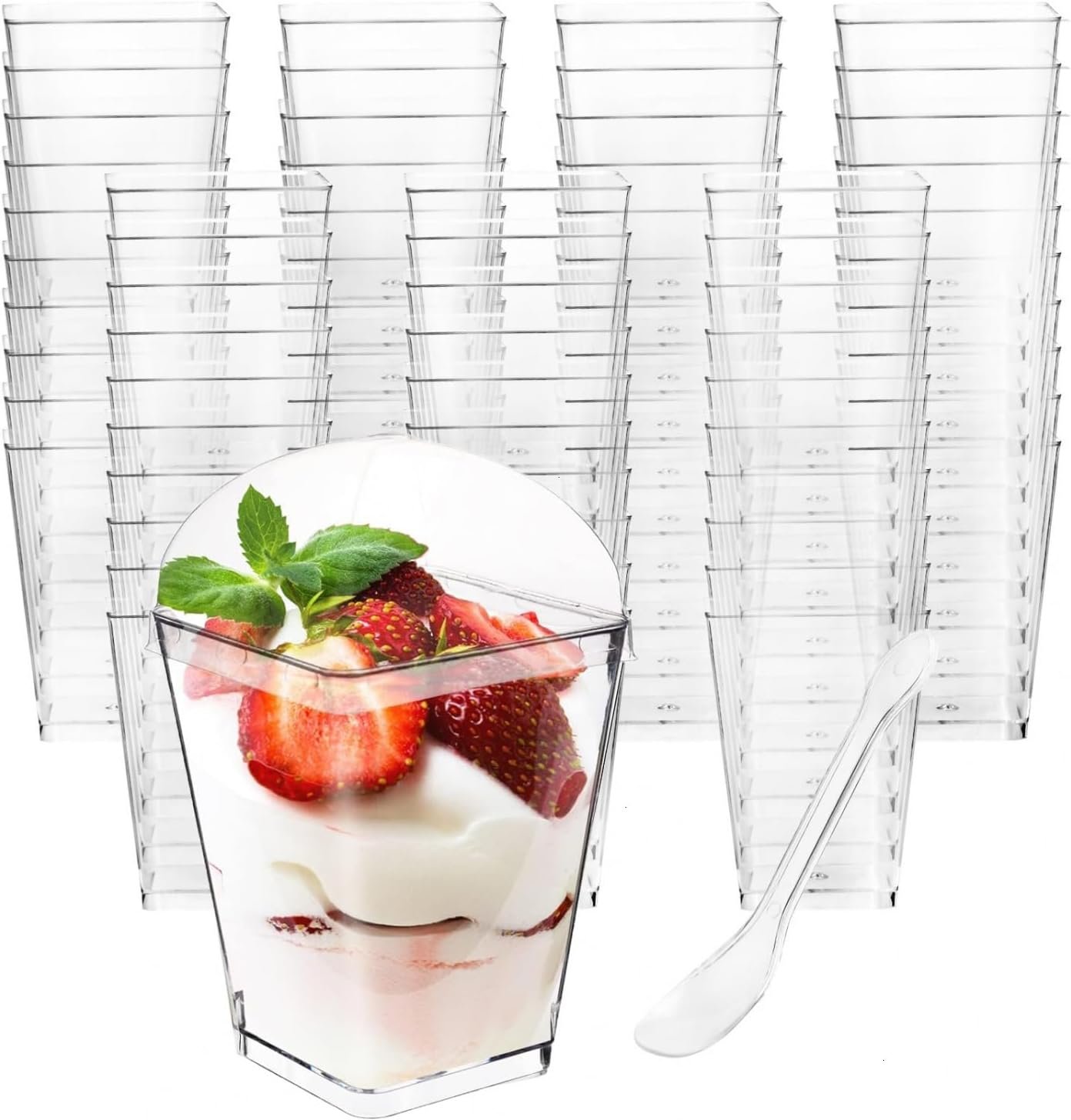 Wholesale 50 Pack 5 oz Plastic Dessert Cups with Lids Spoons Clear Parfait Yogurt Pudding Shooter for Parties Fruit Trifle Ice Cream Factory