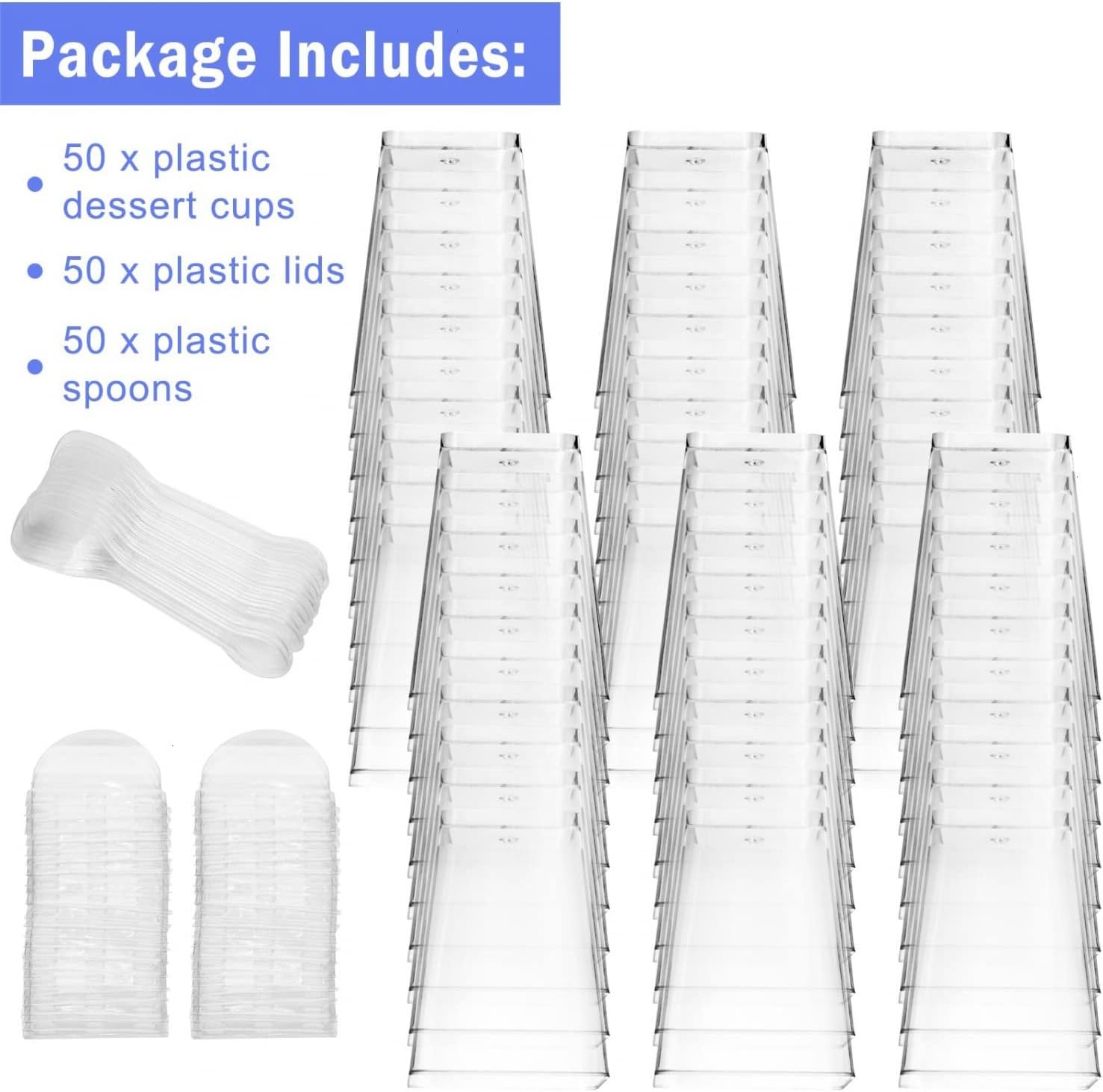 Wholesale 50 Pack 5 oz Plastic Dessert Cups with Lids Spoons Clear Parfait Yogurt Pudding Shooter for Parties Fruit Trifle Ice Cream Factory