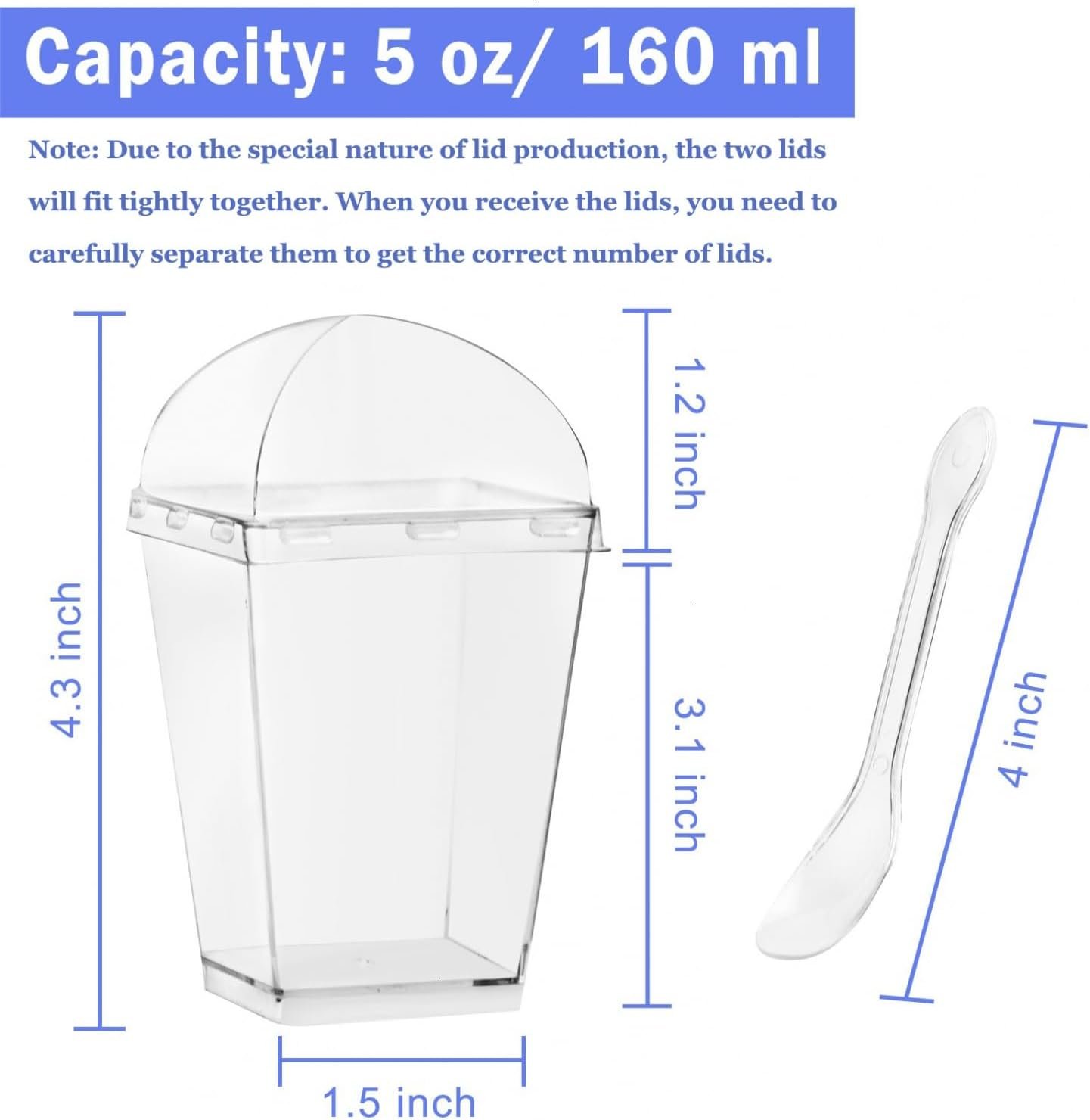 Wholesale 50 Pack 5 oz Plastic Dessert Cups with Lids Spoons Clear Parfait Yogurt Pudding Shooter for Parties Fruit Trifle Ice Cream Factory