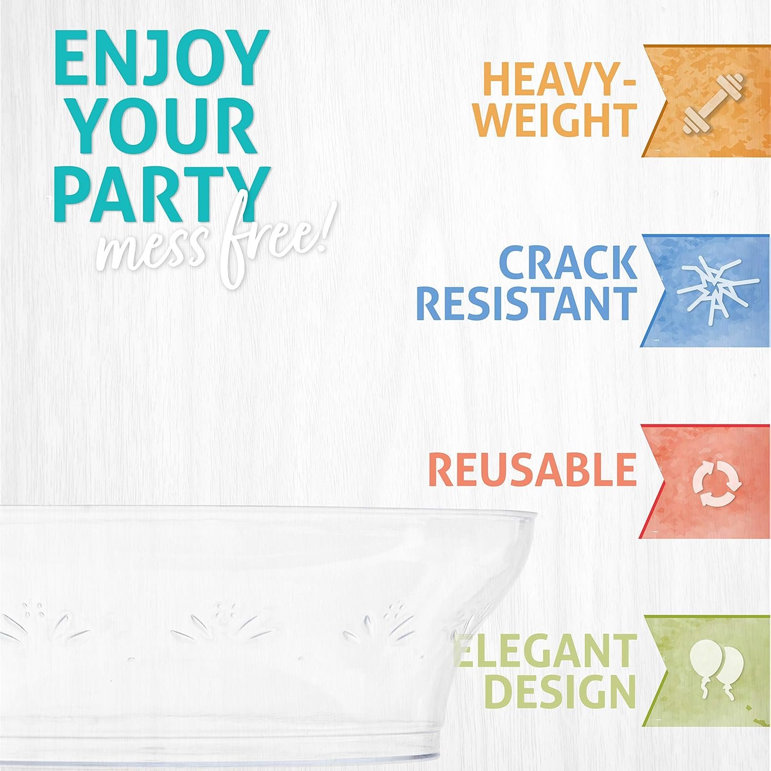 Wholesale 10 oz Hard Plastic Disposable Clear Soup and Ice Cream Bowls Premium Quality Pack of 20 Factory