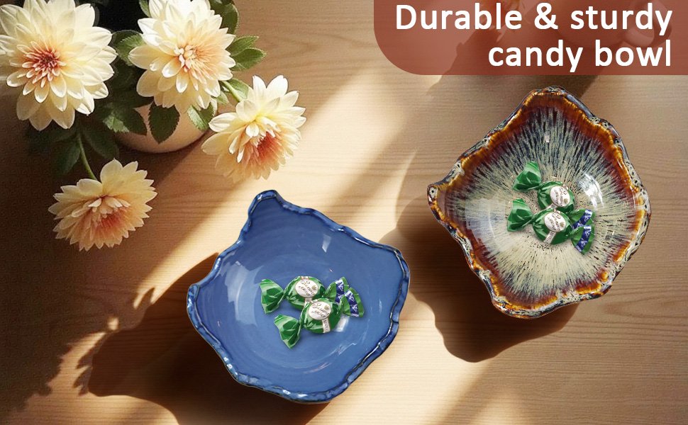 OEM 8-Inch Ceramic Decorative Bowl with Irregular Rim Reactive Glaze Blue Key Holder for Entryway Table Modern Fruit Dish for Coffee Tabletop Home Decor Factory