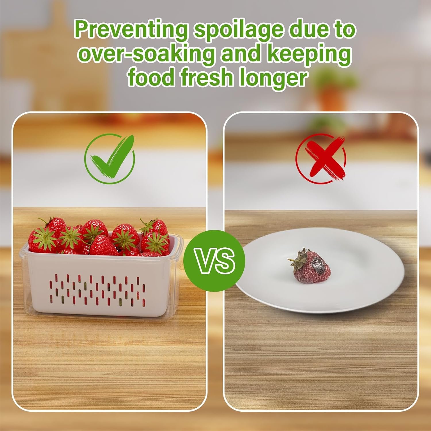 OEM 4-Piece Produce Storage Containers for Fridge with Removable Colander All-in-One Washing Bowl Strainer Microwave Dishwasher Safe for Berries Salad Lettuce Keeper Factory