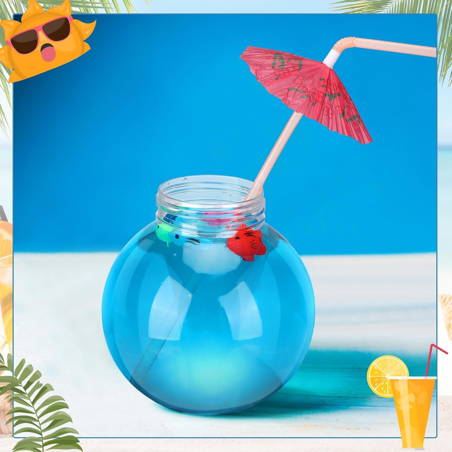 Wholesale 6pcs 16oz Plastic Fish Bowl Drink Cups 24 Umbrella Straws 24 Fake Fish Clear Spherical Party Glasses Summer Carnival Table Decor Factory Wholesale 6pcs 16oz Plastic Fish Bowl Drink Cups 24 Umbrella Straws 24 Fake Fish Clear Spherical Party Glasses Summer Carnival Table Decor Factory