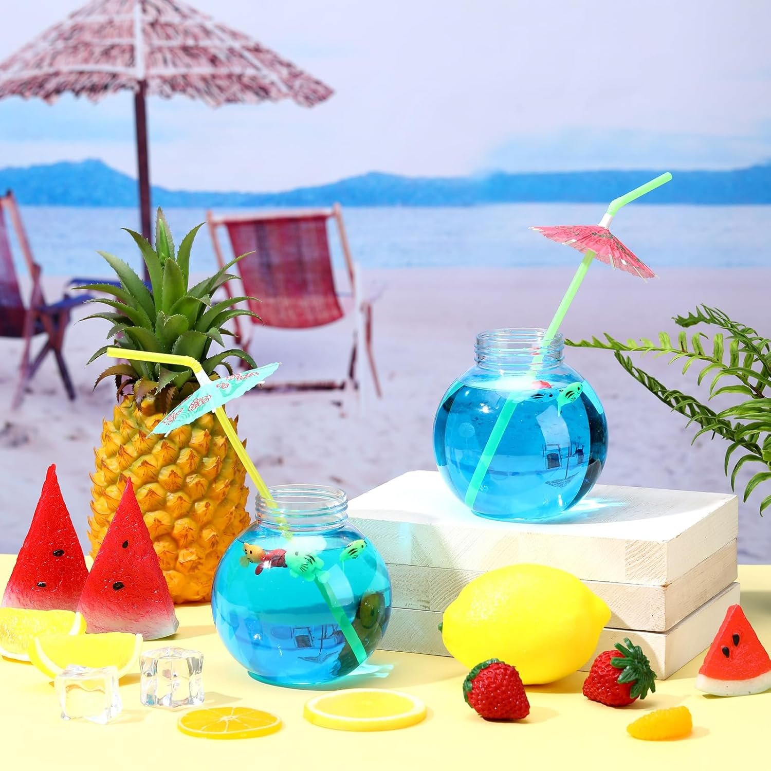 Wholesale 6pcs 16oz Plastic Fish Bowl Drink Cups 24 Umbrella Straws 24 Fake Fish Clear Spherical Party Glasses Summer Carnival Table Decor Factory Wholesale 6pcs 16oz Plastic Fish Bowl Drink Cups 24 Umbrella Straws 24 Fake Fish Clear Spherical Party Glasses Summer Carnival Table Decor Factory