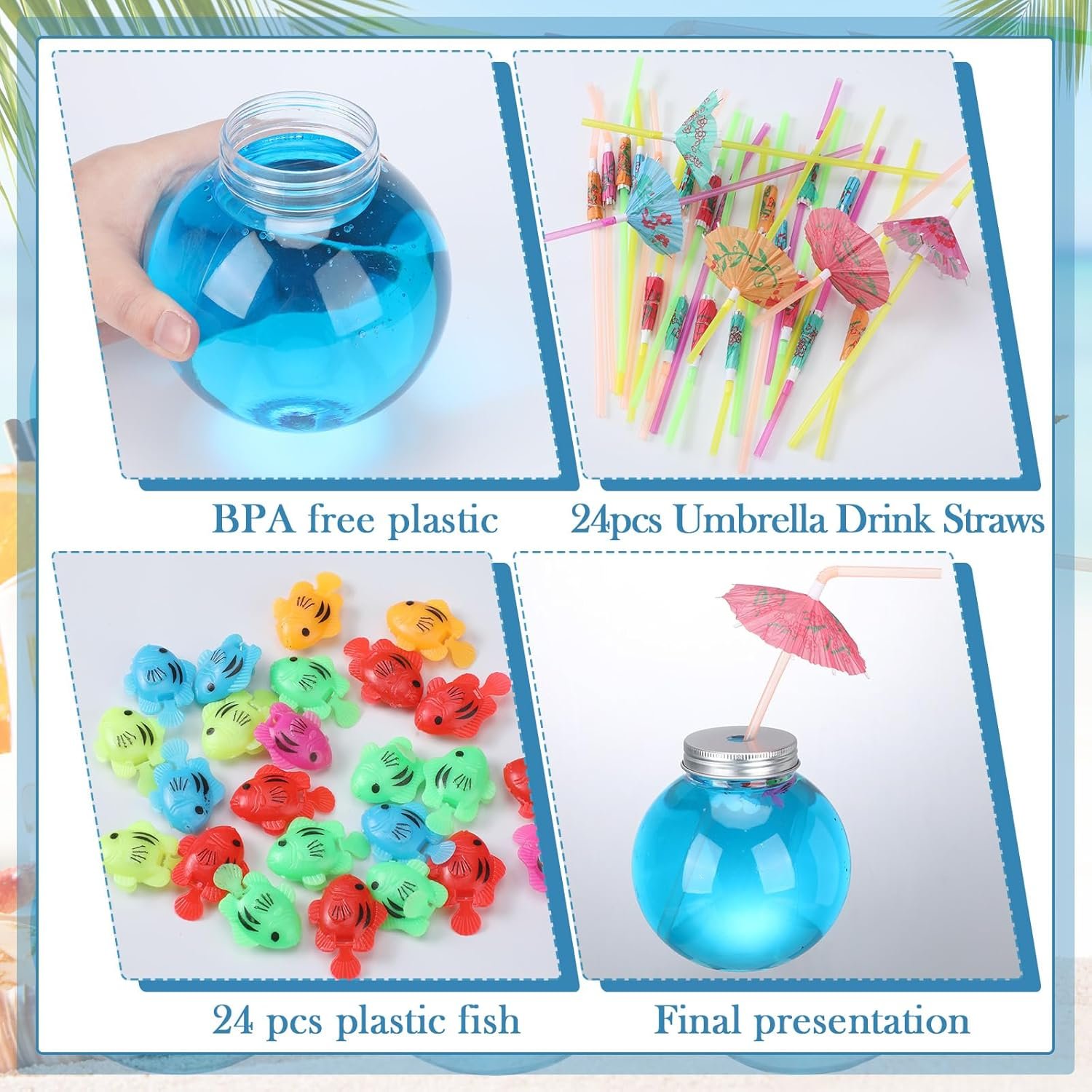 Wholesale 6pcs 16oz Plastic Fish Bowl Drink Cups 24 Umbrella Straws 24 Fake Fish Clear Spherical Party Glasses Summer Carnival Table Decor Factory Wholesale 6pcs 16oz Plastic Fish Bowl Drink Cups 24 Umbrella Straws 24 Fake Fish Clear Spherical Party Glasses Summer Carnival Table Decor Factory