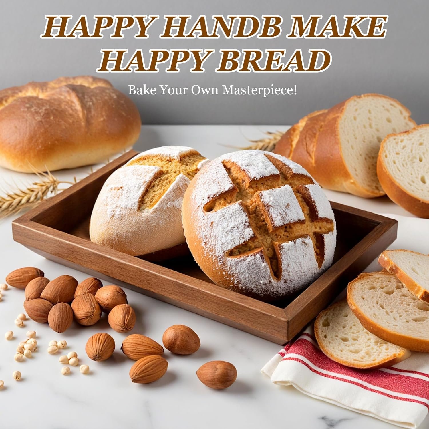 OEM Sourdough Starter Kit with 2 x 9-Inch Round Banneton Proofing Baskets 24-Oz Glass Jar Danish Dough Whisk Scraper Baking Tools Factory