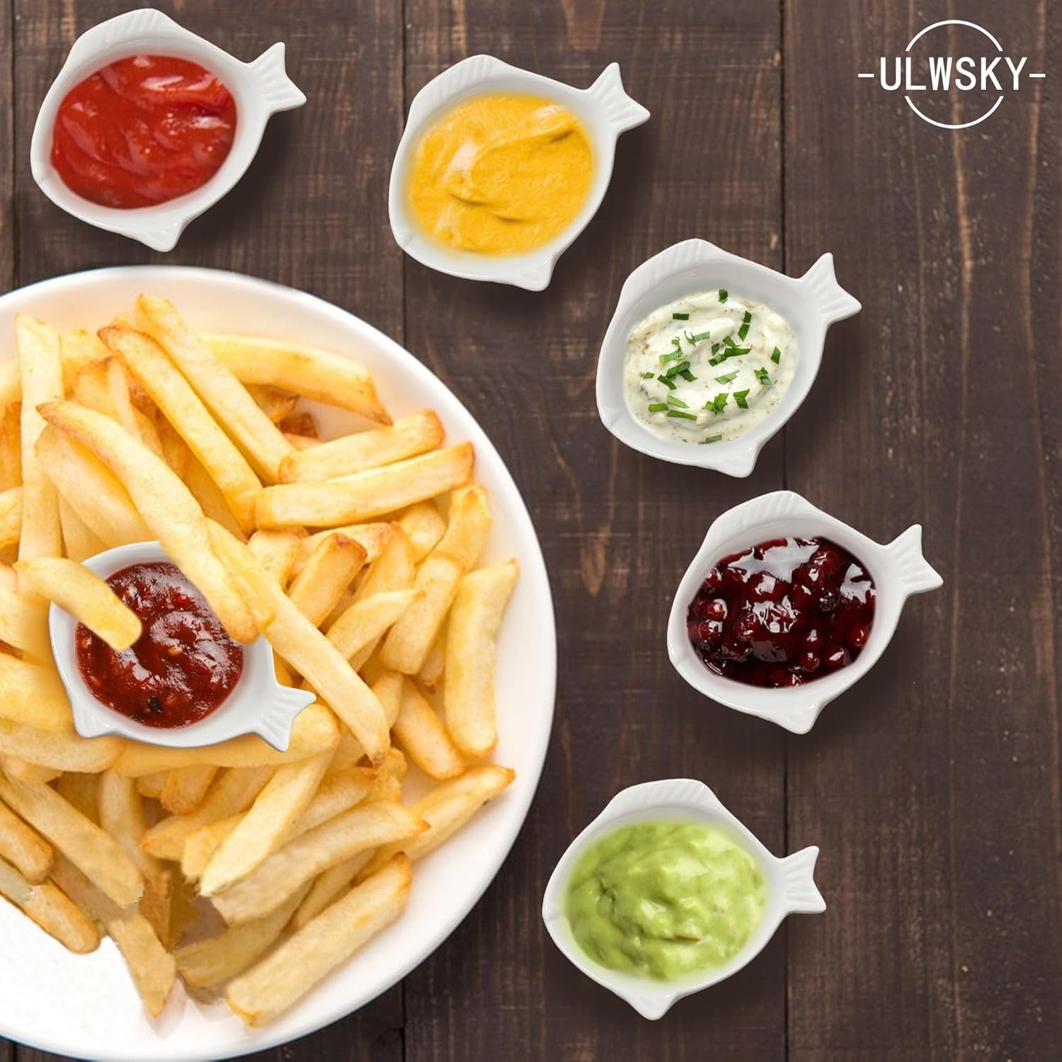 OEM Set of 6 Fish-Shaped Porcelain Dipping Bowls Dishwasher Safe for Sauce Sushi Wasabi Appetizers Factory OEM Set of 6 Fish-Shaped Porcelain Dipping Bowls Dishwasher Safe for Sauce Sushi Wasabi Appetizers Factory