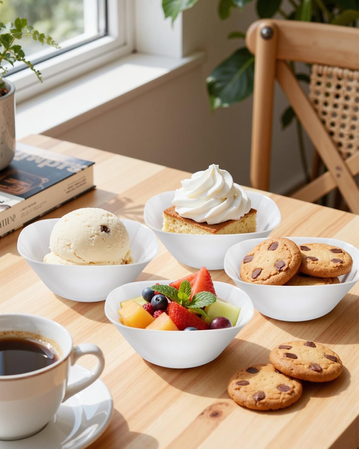 Wholesale 50Pack 8oz White Plastic Disposable Small Bowls for Ice Cream/Salsa/Dipping/Dessert/Sauce/Serving Parties Factory