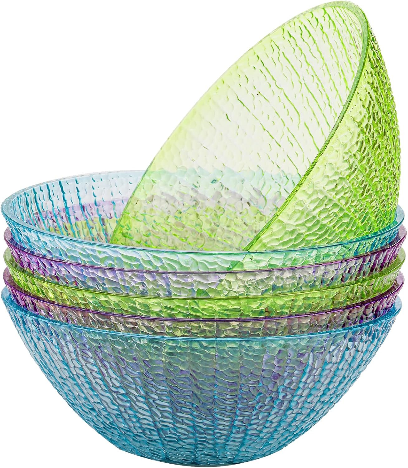 Frcctre Set of 6 Large Plastic Mixing Bowls Set, 93 Oz Round Disposable Plastic Serving Bowls Salad Bowl for Party, Snack, Salad, Chip, Popcorn