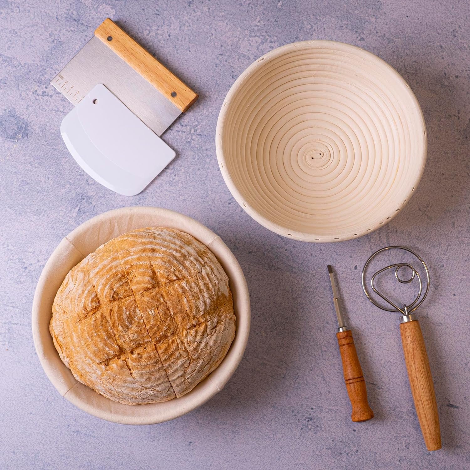 OEM Banneton Bread Proofing Basket Set of 2 Round Sourdough Starter Kit Baking Tools 10x6x3.5 Inch Factory