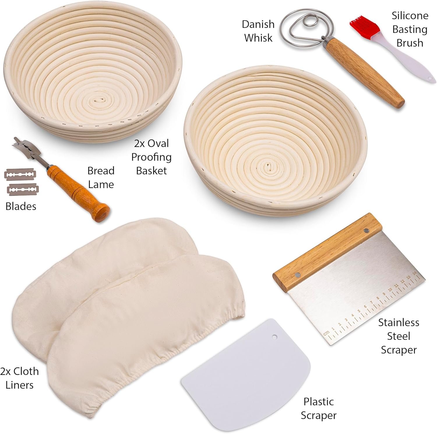 OEM Banneton Bread Proofing Basket Set of 2 Round Sourdough Starter Kit Baking Tools 10x6x3.5 Inch Factory