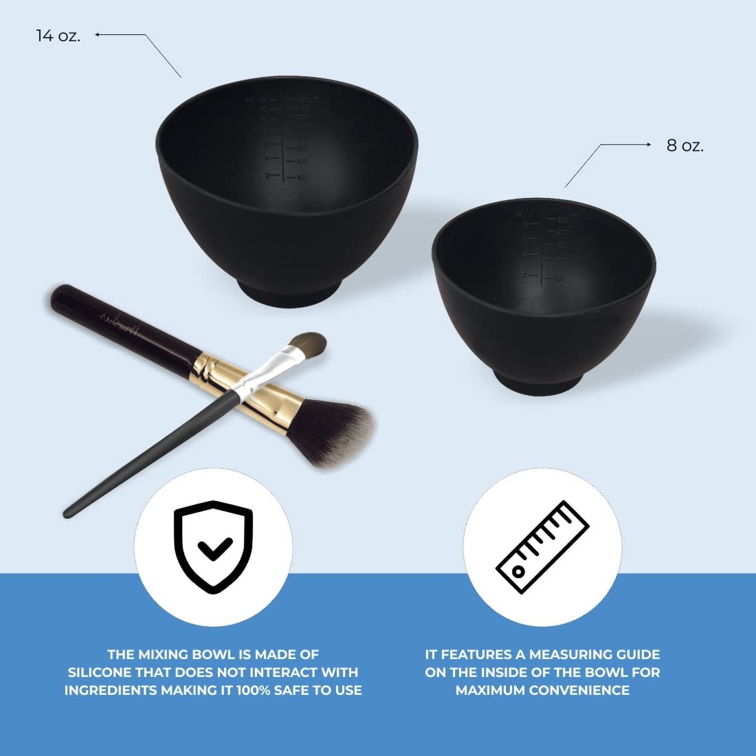 Wholesale Silicone Mixing Bowl Black Flexible Odorless for Facials Massage Body Products 8 oz Factory