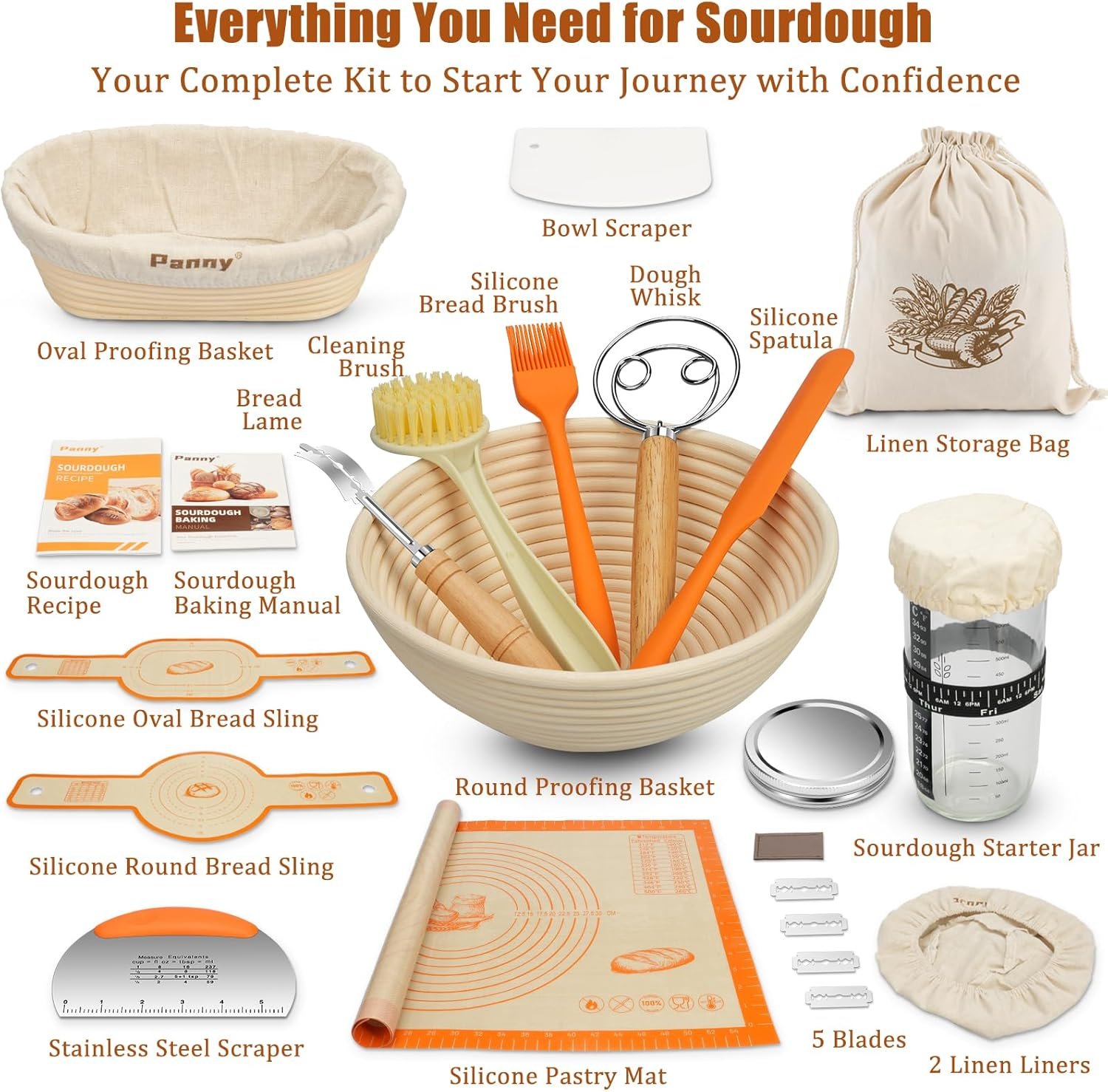 OEM Sourdough Starter Kit with Banneton Proofing Baskets 9