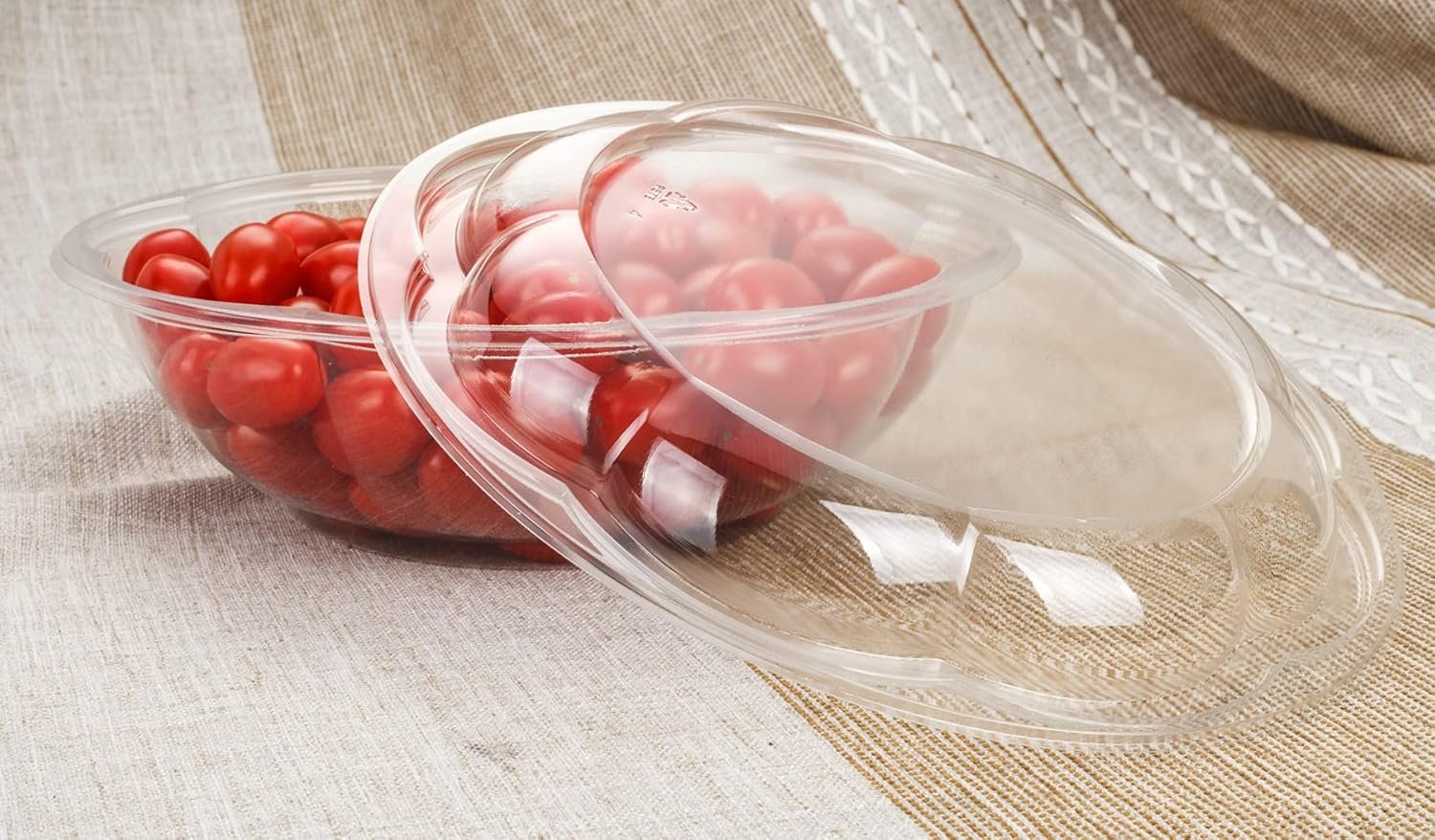 Wholesale 64oz Large Clear Disposable Plastic Rose Bowls with Lids Salad Containers 25 Sets Factory