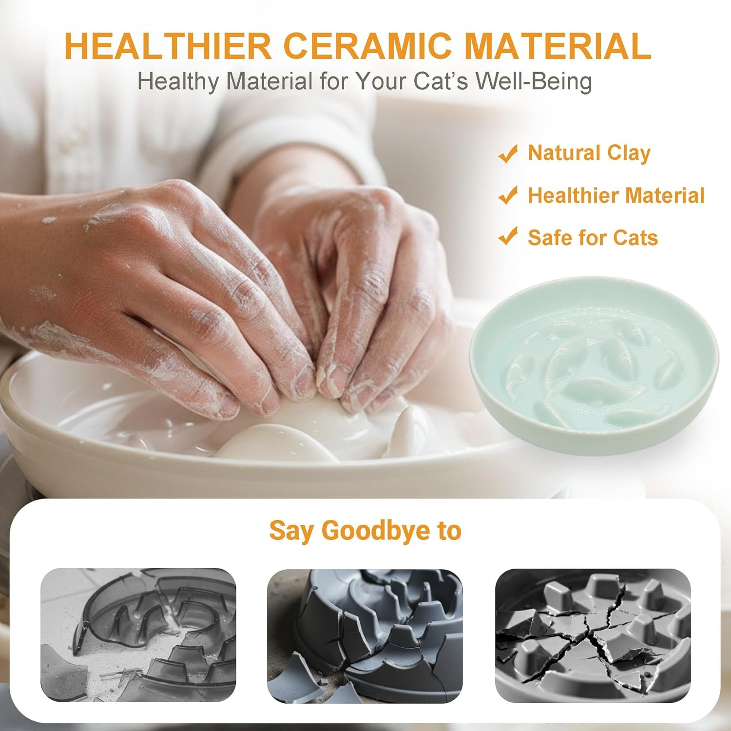 OEM Anti-Bloat Ceramic Slow Feeder Bowl Fish Pool Design Interactive Puzzle for Cats Small Dogs Food-Safe Porcelain Healthy Eating Dish Green Factory