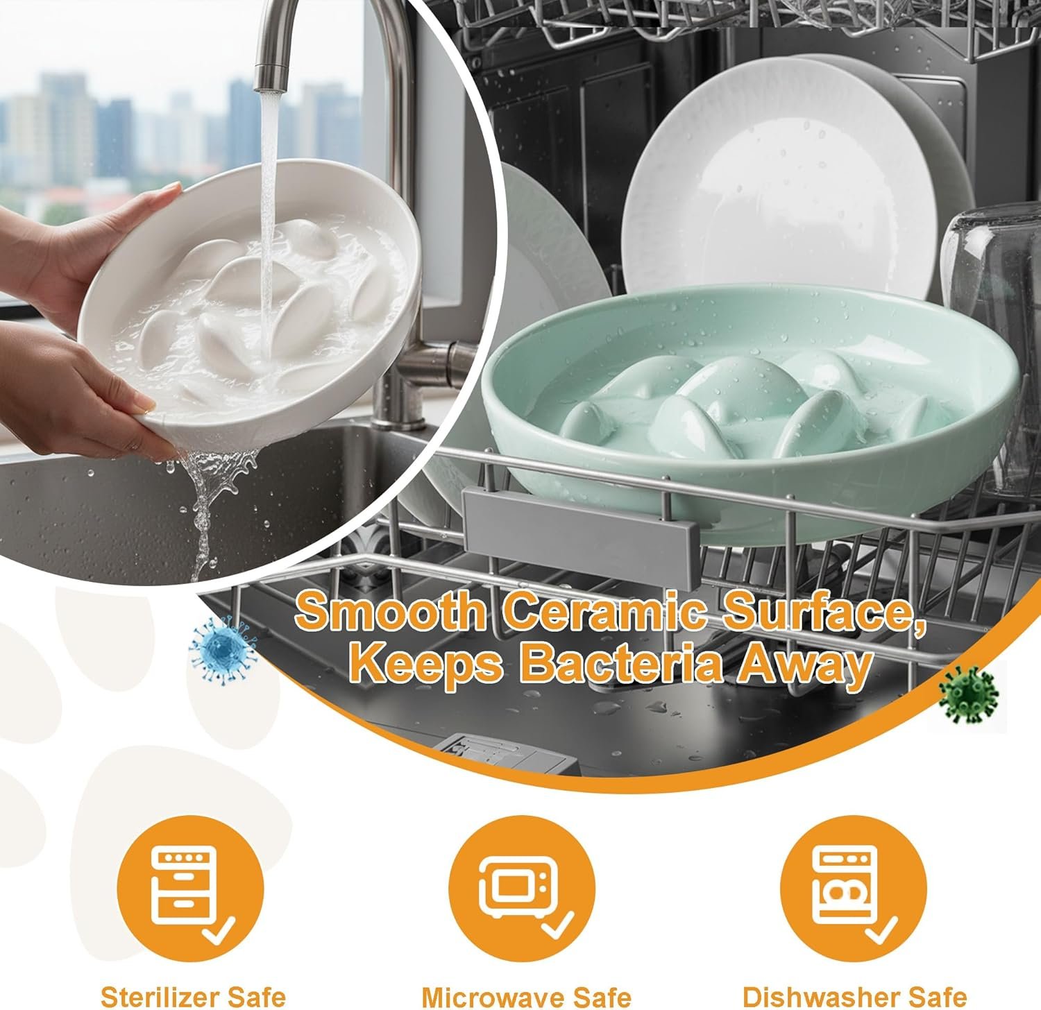 OEM Anti-Bloat Ceramic Slow Feeder Bowl Fish Pool Design Interactive Puzzle for Cats Small Dogs Food-Safe Porcelain Healthy Eating Dish Green Factory