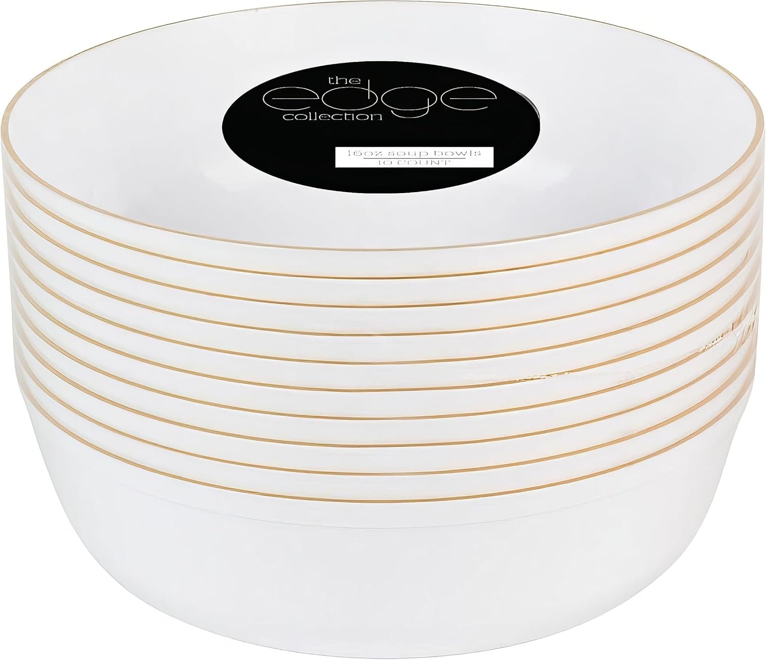 Wholesale Edge White with Gold Rim 16 oz Disposable Round Plastic Bowls (10 Count) for Parties Events and Special Occasions Factory