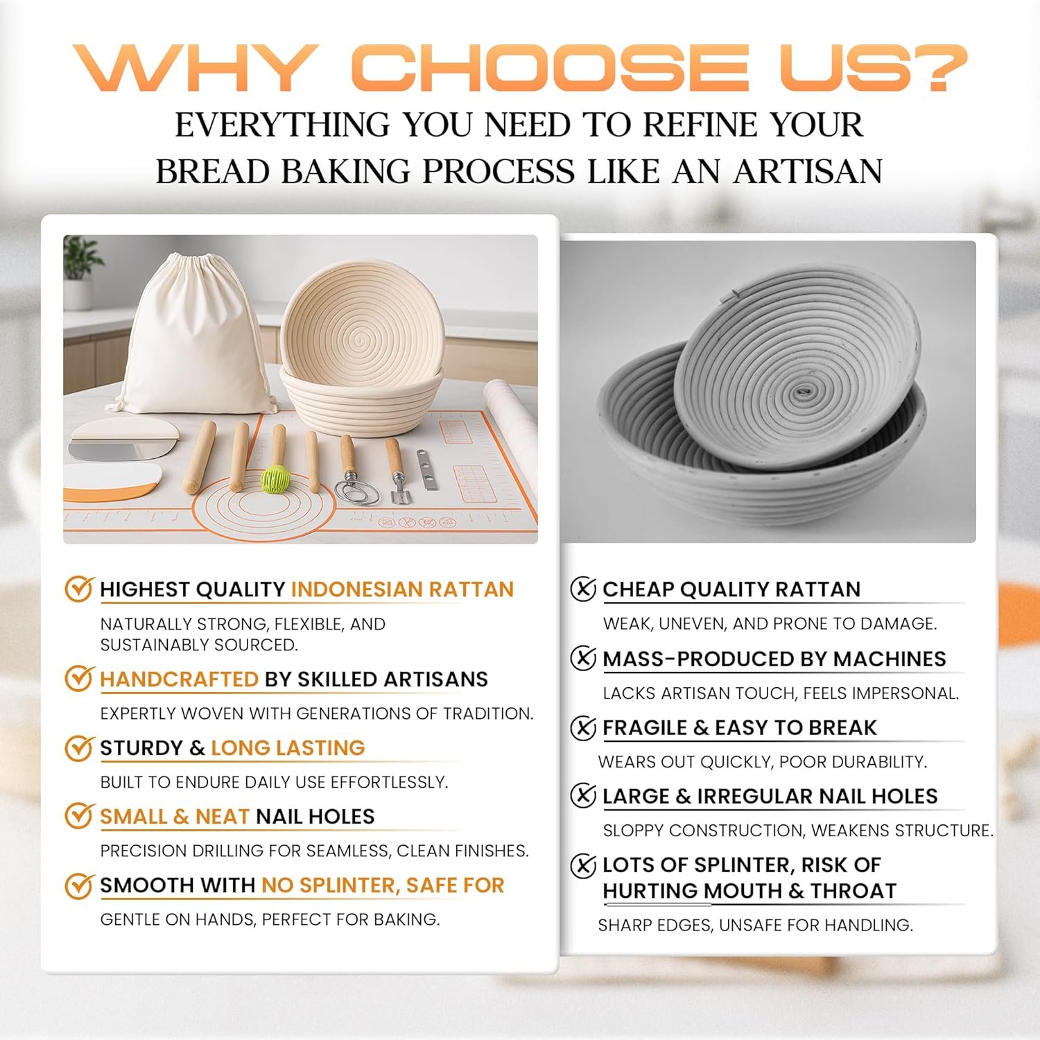 OEM 9-Inch Round 10-Inch Oval Banneton Proofing Basket Set with Liners Sourdough Starter Kit Tools Natural Rattan for Home Bakers Factory OEM 9-Inch Round 10-Inch Oval Banneton Proofing Basket Set with Liners Sourdough Starter Kit Tools Natural Rattan for Home Bakers Factory