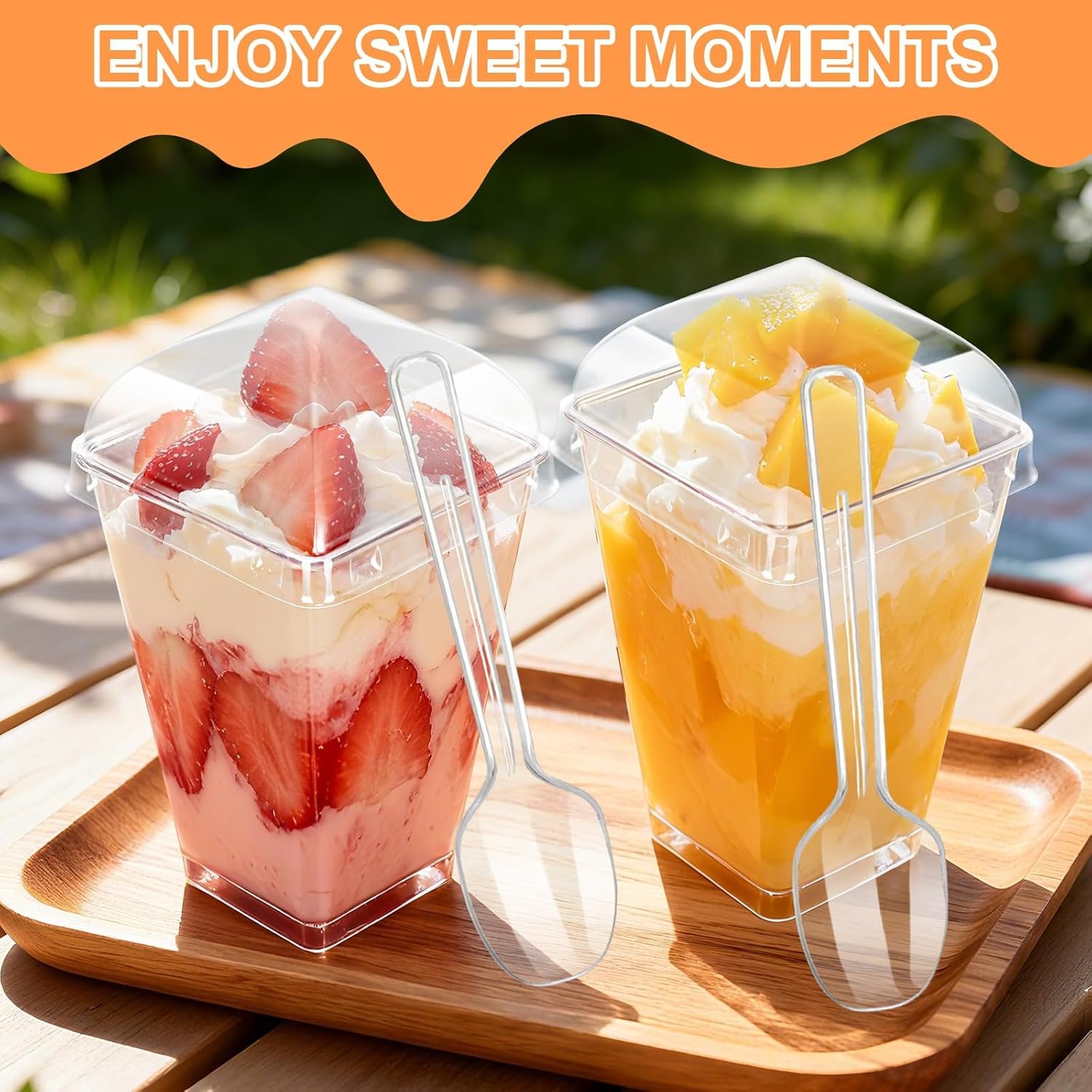 Wholesale 5oz Clear Plastic Dessert Cups with Lids and Spoons for Yogurt Parfaits Mini Shooters Square Appetizers Party Fruit Pudding Trifle Ice Cream 20 Pack Factory Wholesale 5oz Clear Plastic Dessert Cups with Lids and Spoons for Yogurt Parfaits Mini Shooters Square Appetizers Party Fruit Pudding Trifle Ice Cream 20 Pack Factory