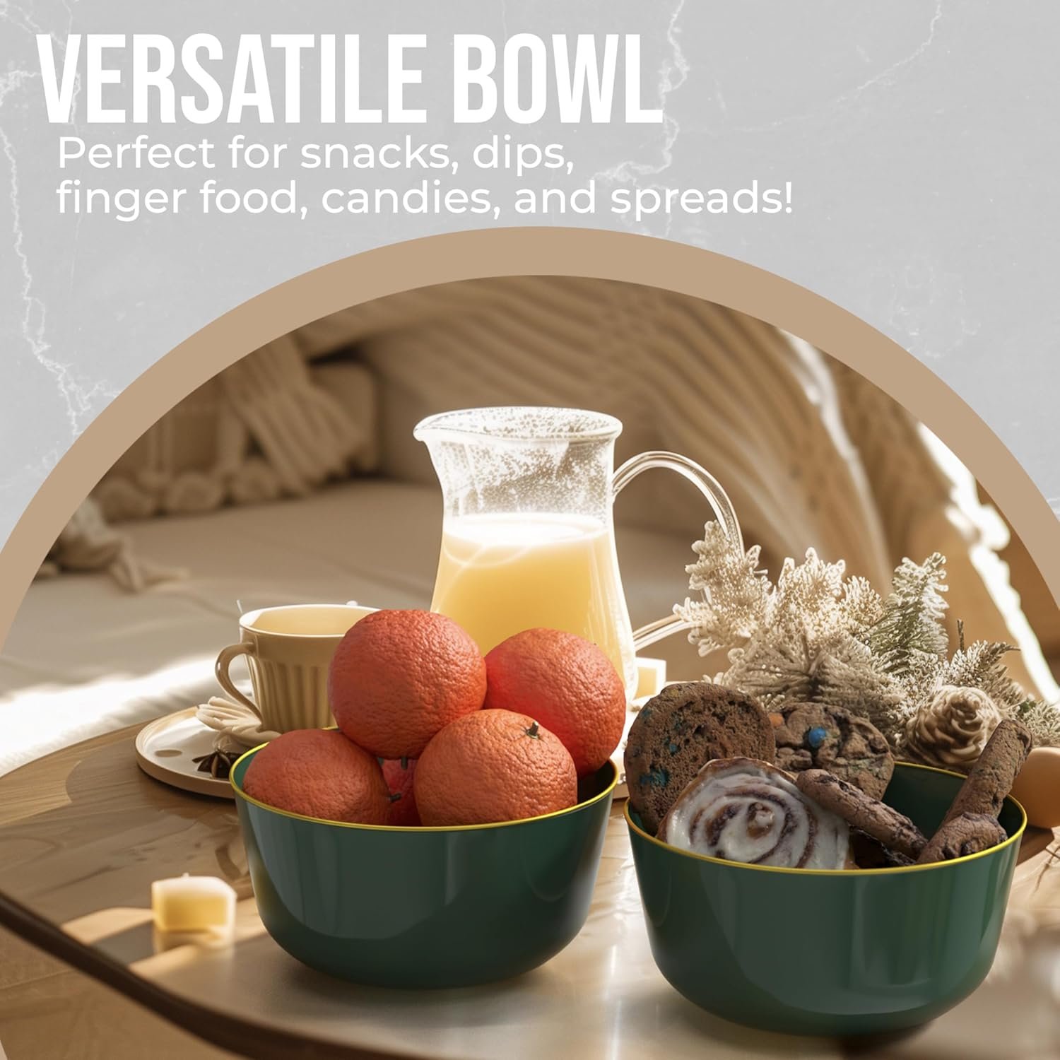 Wholesale Disposable Plastic Bowls 24 Oz Set of 10 Green Gold Rimmed Fancy Serving Bowls for Ice Cream Salad Candy Factory Wholesale Disposable Plastic Bowls 24 Oz Set of 10 Green Gold Rimmed Fancy Serving Bowls for Ice Cream Salad Candy Factory