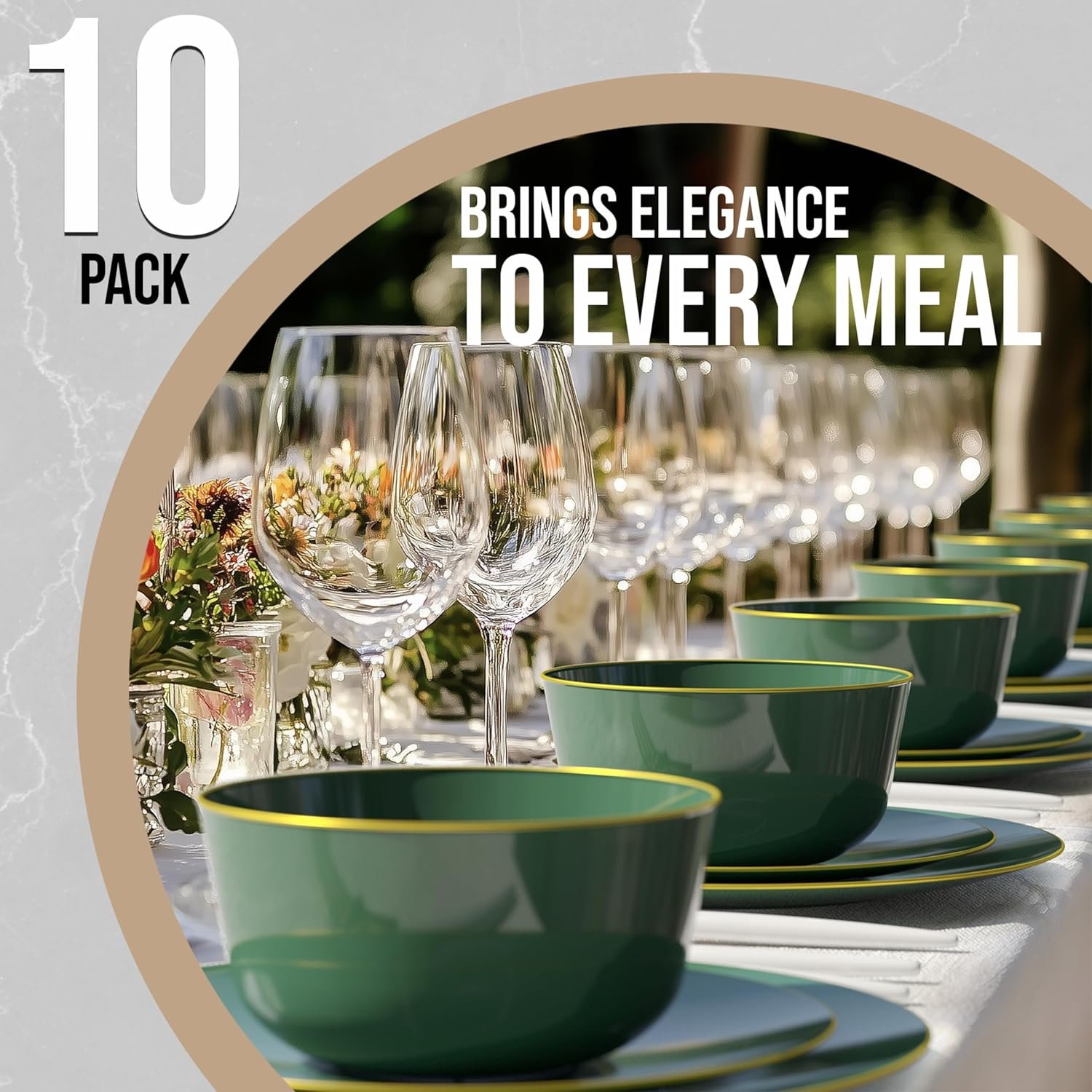 Wholesale Disposable Plastic Bowls 24 Oz Set of 10 Green Gold Rimmed Fancy Serving Bowls for Ice Cream Salad Candy Factory Wholesale Disposable Plastic Bowls 24 Oz Set of 10 Green Gold Rimmed Fancy Serving Bowls for Ice Cream Salad Candy Factory