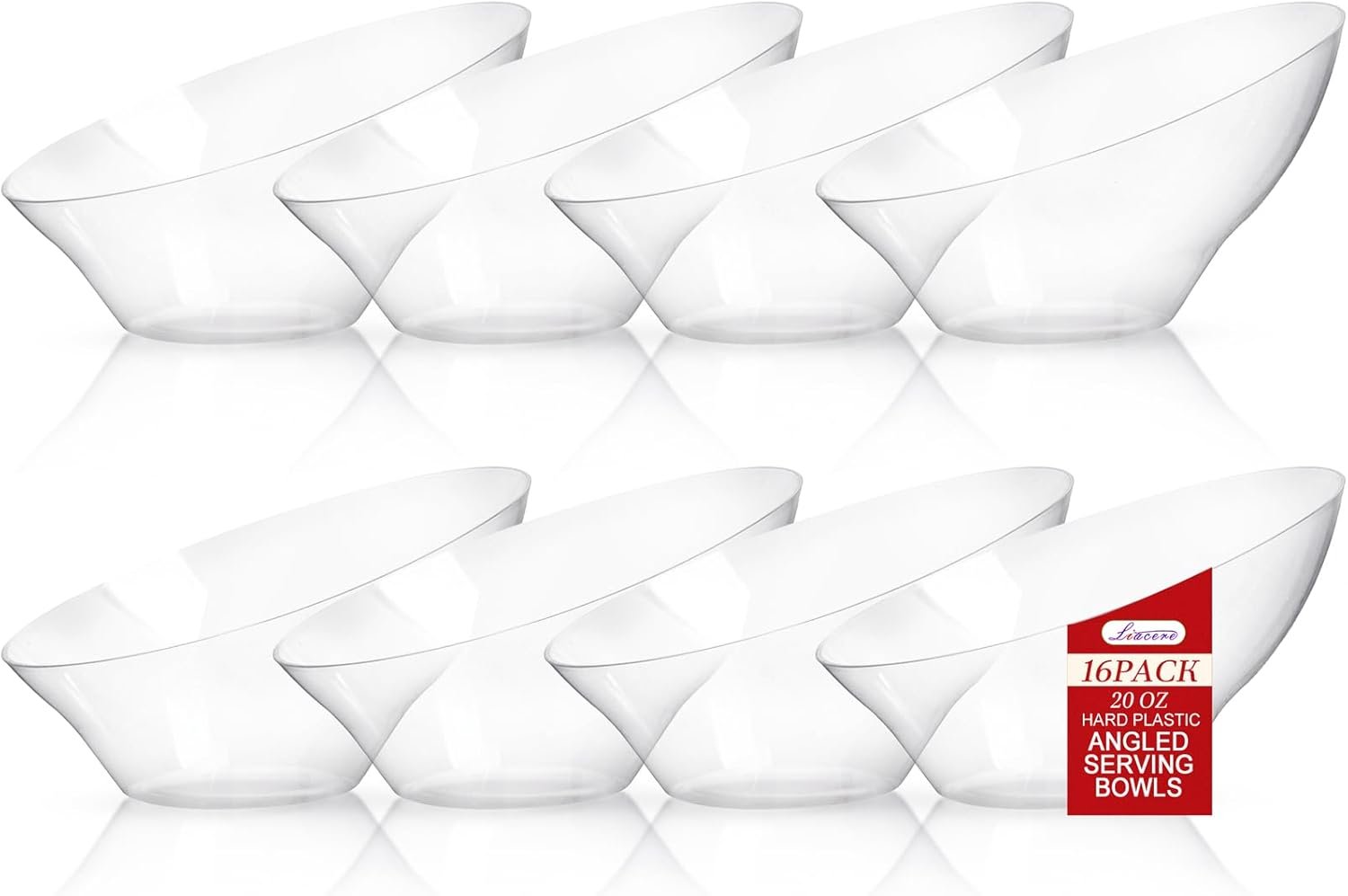 Liacere 16 Pack Clear Plastic Serving Bowls - 20 OZ Clear Disposable Bowls Candy Bowl - Candy Bowl for office Chip,Salad & Fruit - Ideal for Party & Wedding & New Year