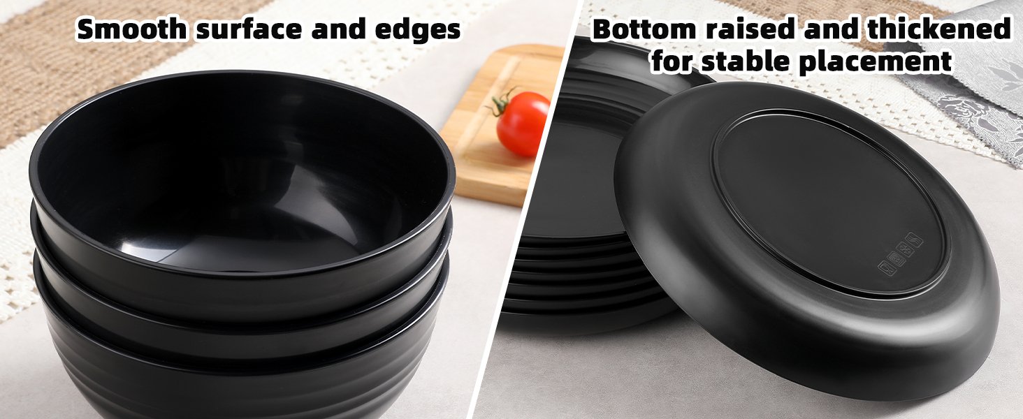 Wholesale 72-Piece Unbreakable Wheat Straw Dinnerware Set for 8 Reusable Plastic Plates Bowls Cups Microwave Dishwasher Safe Black for Kitchen Camping Outdoor Dorm Manufacturer