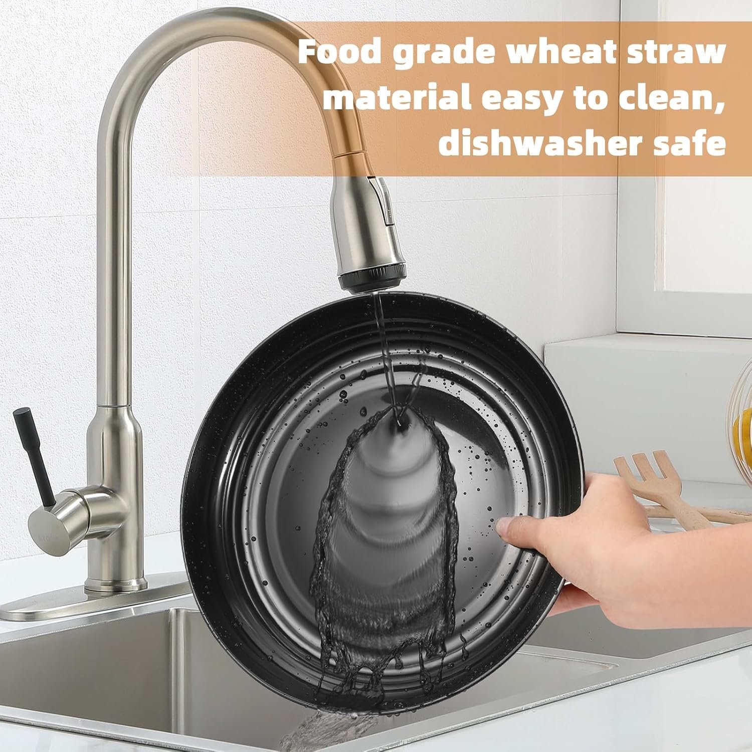 Wholesale 72-Piece Unbreakable Wheat Straw Dinnerware Set for 8 Reusable Plastic Plates Bowls Cups Microwave Dishwasher Safe Black for Kitchen Camping Outdoor Dorm Manufacturer