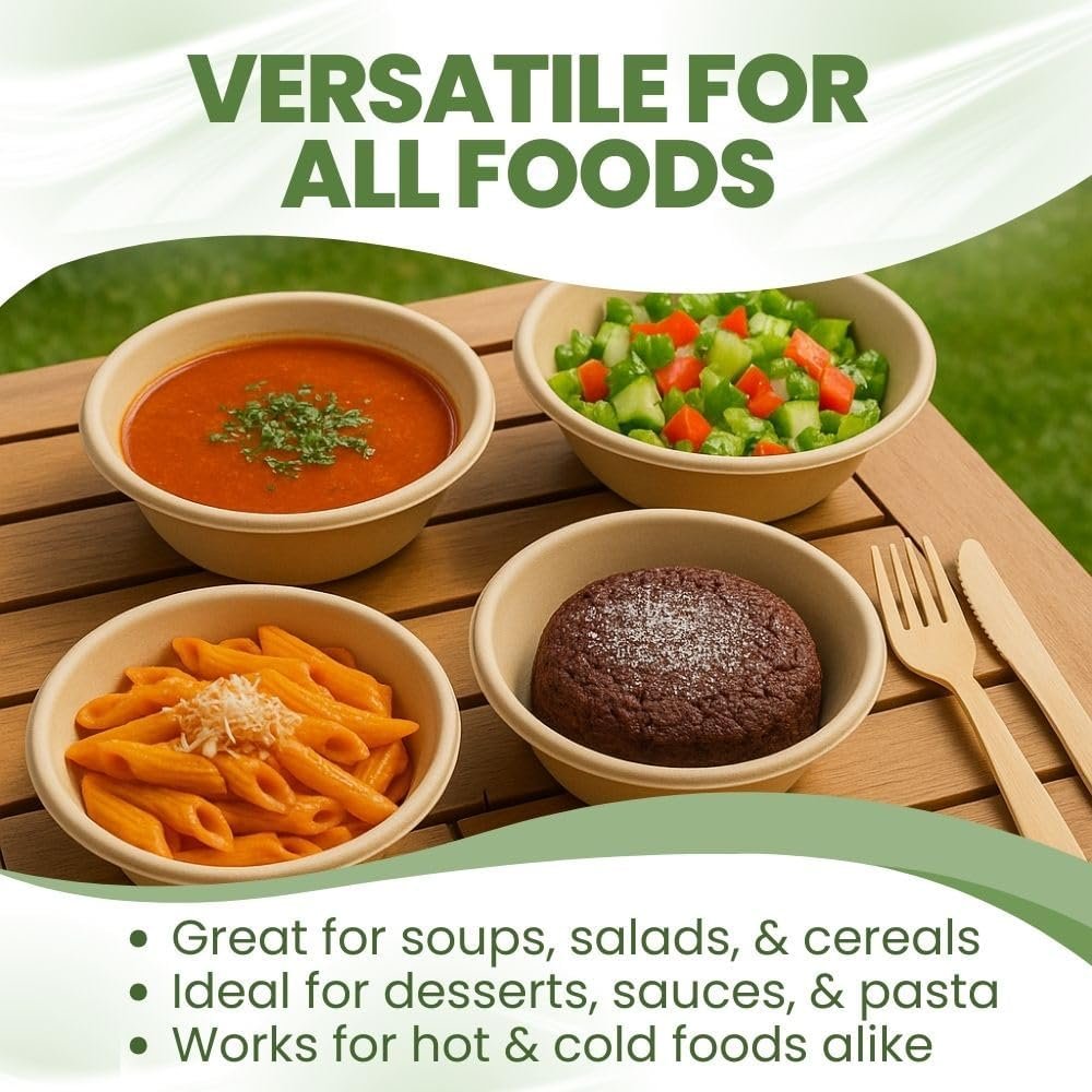 Wholesale Bamboo Fiber Disposable Round Bowls 20 Oz 50 Pack Microwavable for Soup Cake Salsa Salad Substitute Paper Plastic Styrofoam Leaf Factory