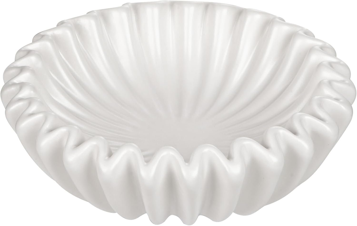 OEM 6 Inch Ivory Ceramic Decorative Bowl Modern Home Decor Centerpiece for Keys Jewelry Ruffle Fluted Scalloped Design Factory