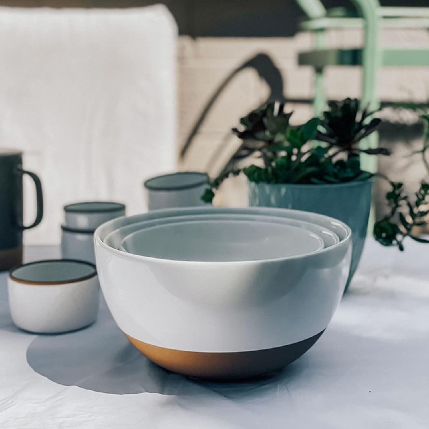 OEM Ceramic Large Nesting Mixing Bowls Set of 2 for Cooking Serving Popcorn Salad - Oven Microwave Dishwasher Safe Stoneware 2.5 Qt and 1.6 Qt Extra Big White manufacturer OEM Ceramic Large Nesting Mixing Bowls Set of 2 for Cooking Serving Popcorn Salad - Oven Microwave Dishwasher Safe Stoneware 2.5 Qt and 1.6 Qt Extra Big White manufacturer