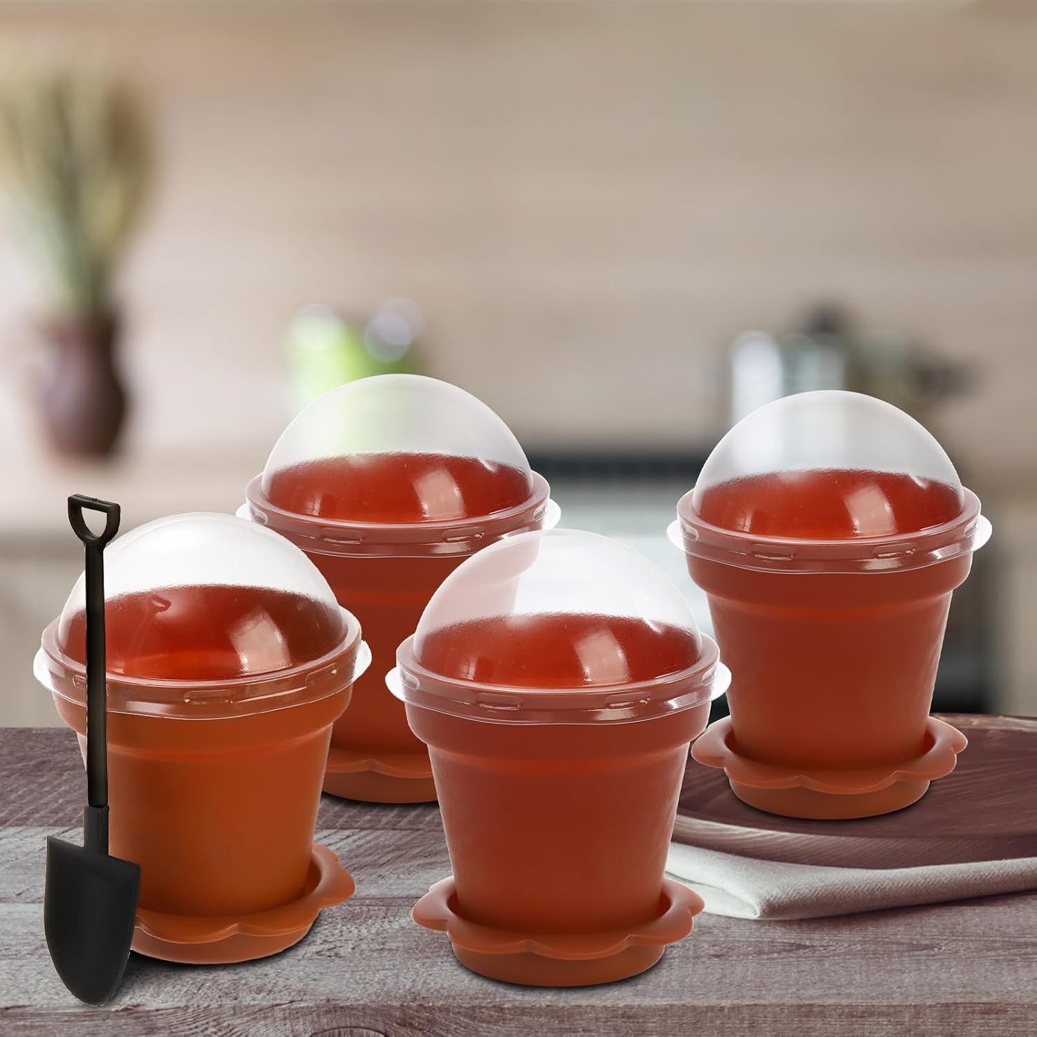 Wholesale 50 Pack 6.7 oz Plastic Dessert Cups with Lids Spoons Parfait Appetizer Cute Mini Flowerpots for Ice Cream Dirt Cake Fruit Trifles Pudding Yogurt Mousse Chocolate supplier