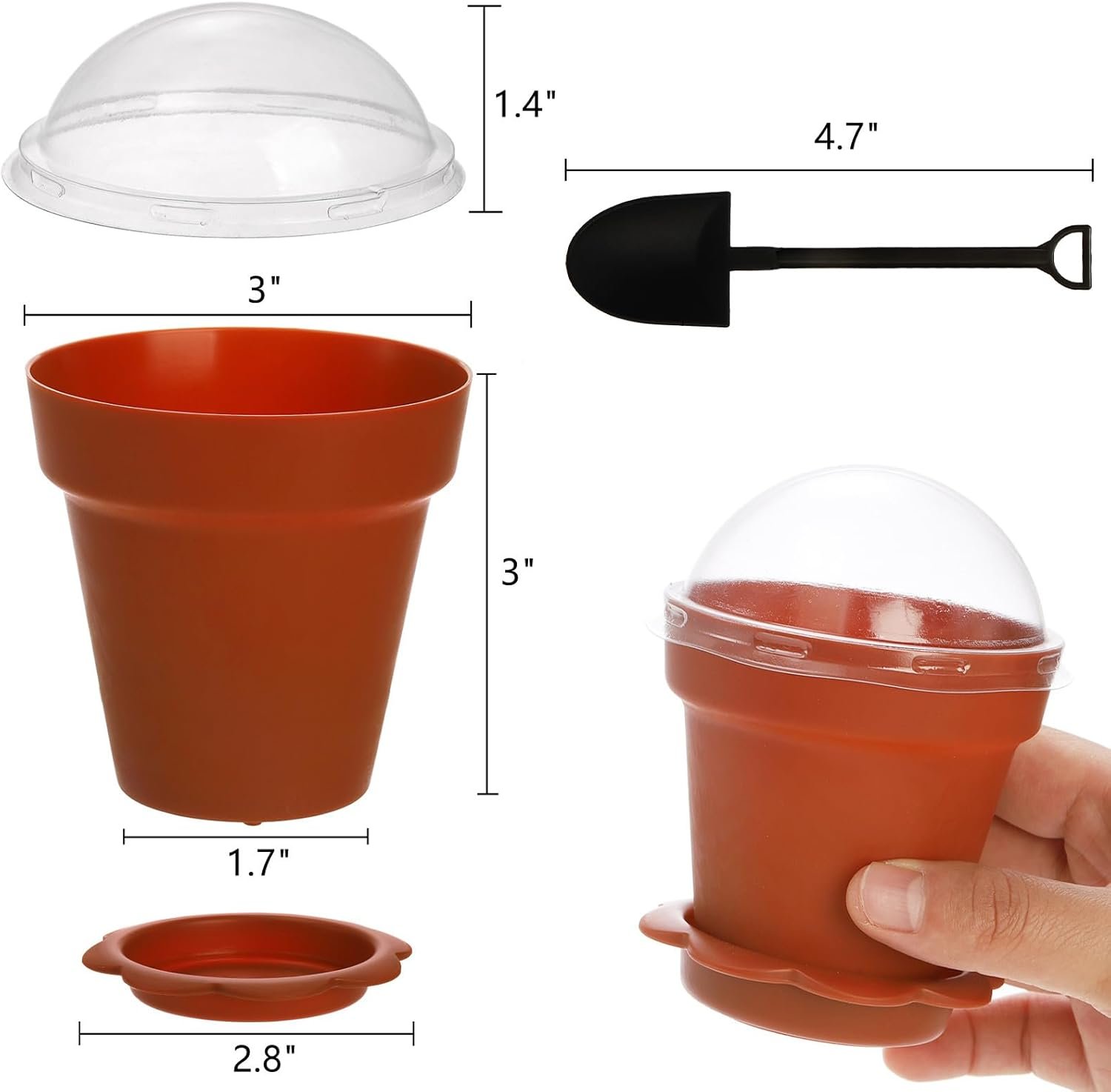 Wholesale 50 Pack 6.7 oz Plastic Dessert Cups with Lids Spoons Parfait Appetizer Cute Mini Flowerpots for Ice Cream Dirt Cake Fruit Trifles Pudding Yogurt Mousse Chocolate supplier