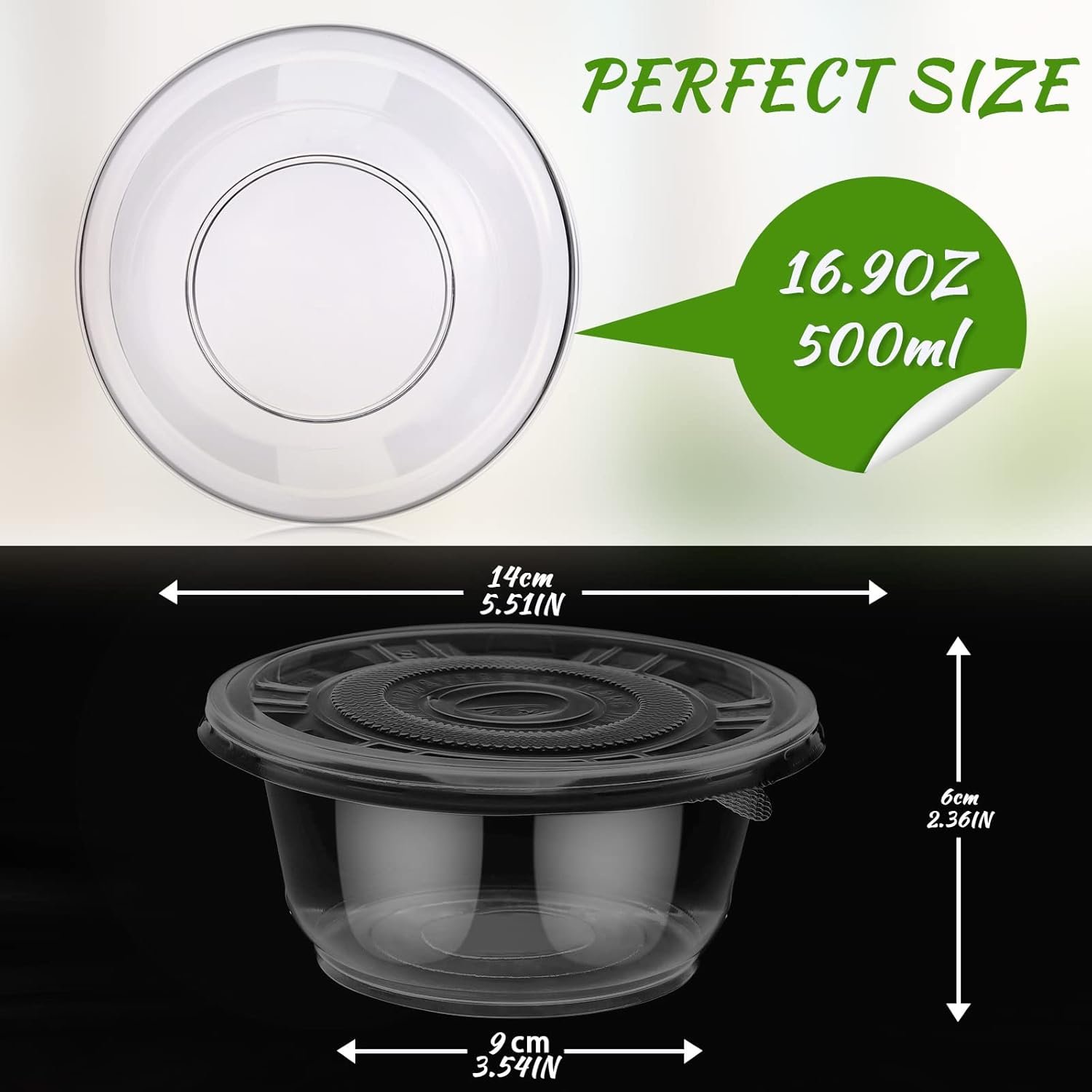 Wholesale 50 Pack 16.9oz Disposable Clear Plastic Salad Bowls with Lids Serving Containers for Soup Fruit Lunch Meals Wedding Catering Work Travel Meal Prep Factory
