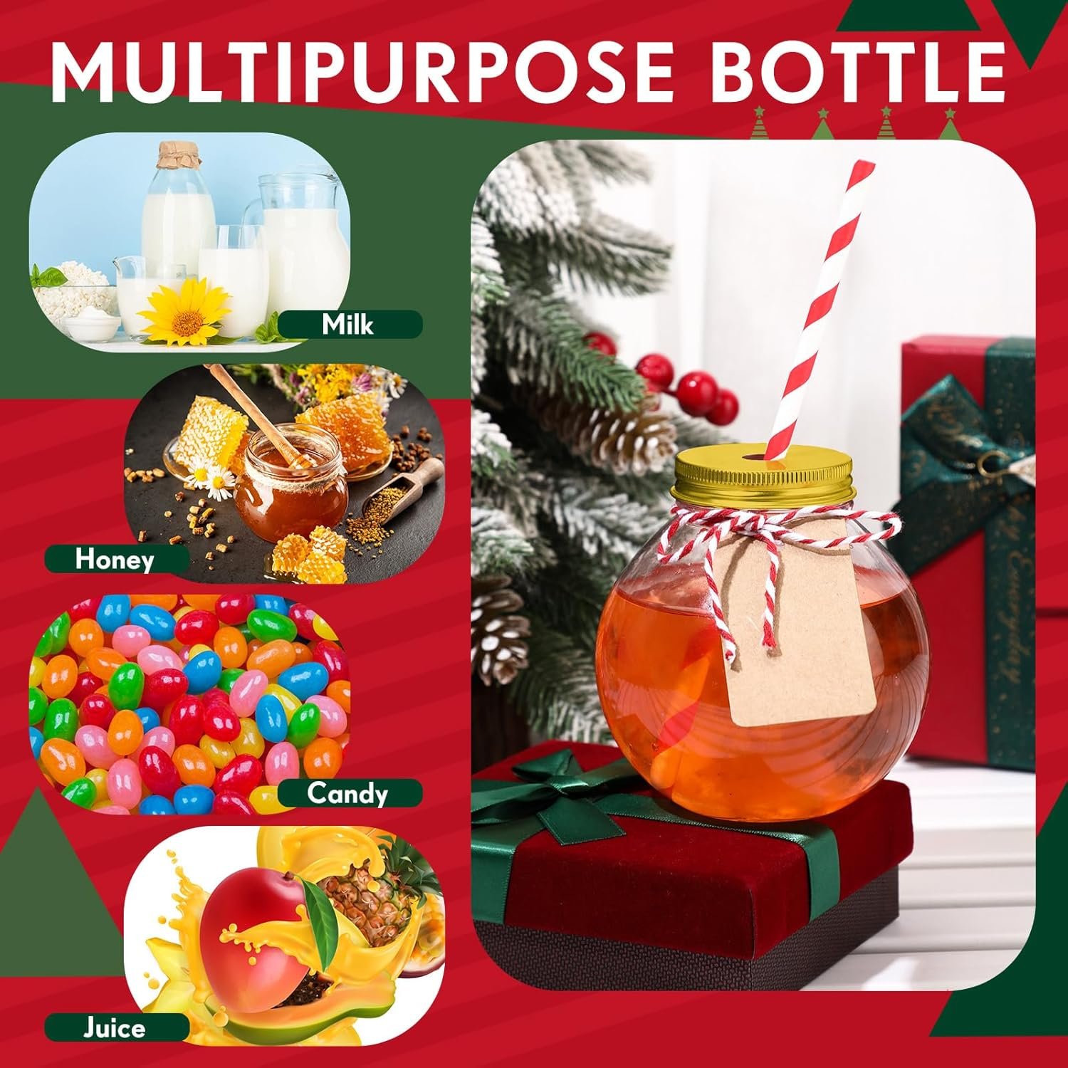 Wholesale 48 Pack 10 oz Clear Plastic Christmas Ornament Drink Cups Spherical Fish Bowl Style with Lids Straws Bulk for Holiday Cocktails Candy Gifts Carnival Party Decorations Factory