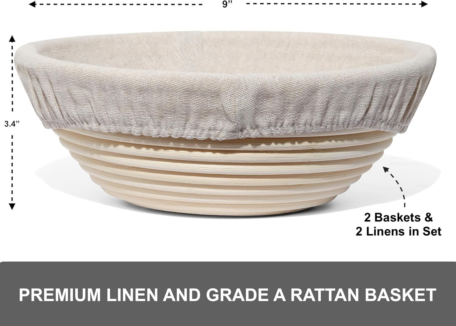 OEM Premium Acacia Wood Bread Proofing Set Sourdough Baking Kit 2 Rattan Banneton Baskets 2 Covers Brush Metal Scraper Plastic Scraper Scoring Lame 5 Blades Case Factory