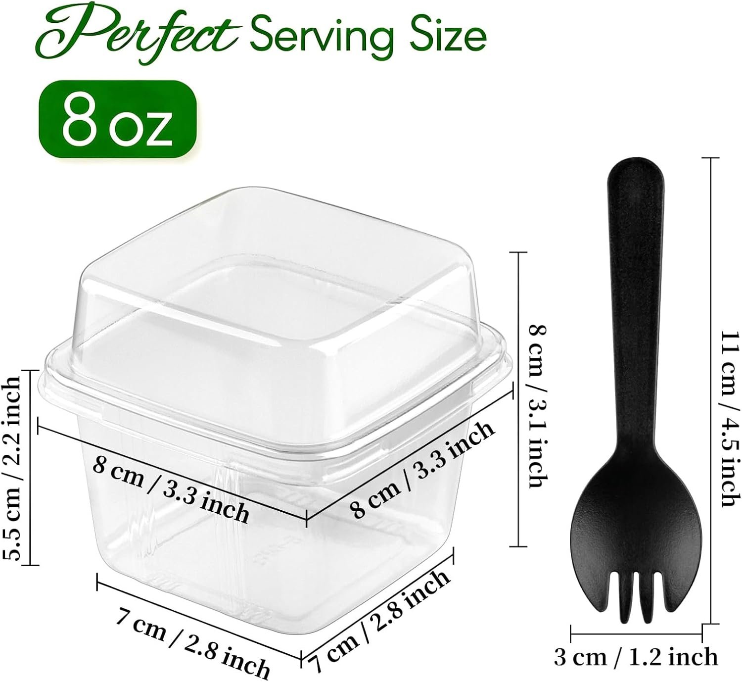 Wholesale 50 Pack 8 oz Square Plastic Parfait Dessert Cups with Lids Sporks for Pudding Yogurt Fruit Mousse Trifle Ice Cream Factory