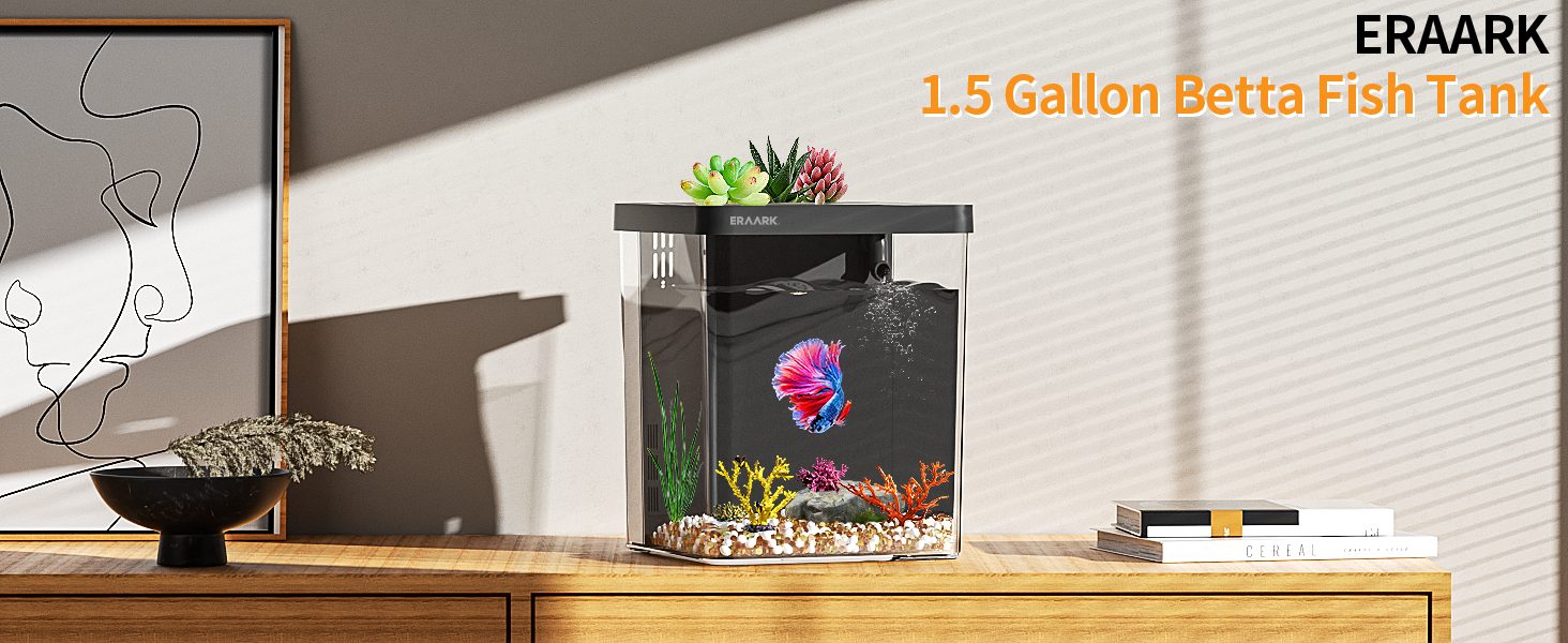 OEM 1.5 Gallon Betta Fish Tank Aquarium Kit with Filter LED Light Water Pump Starter Set Fish Bowl Factory