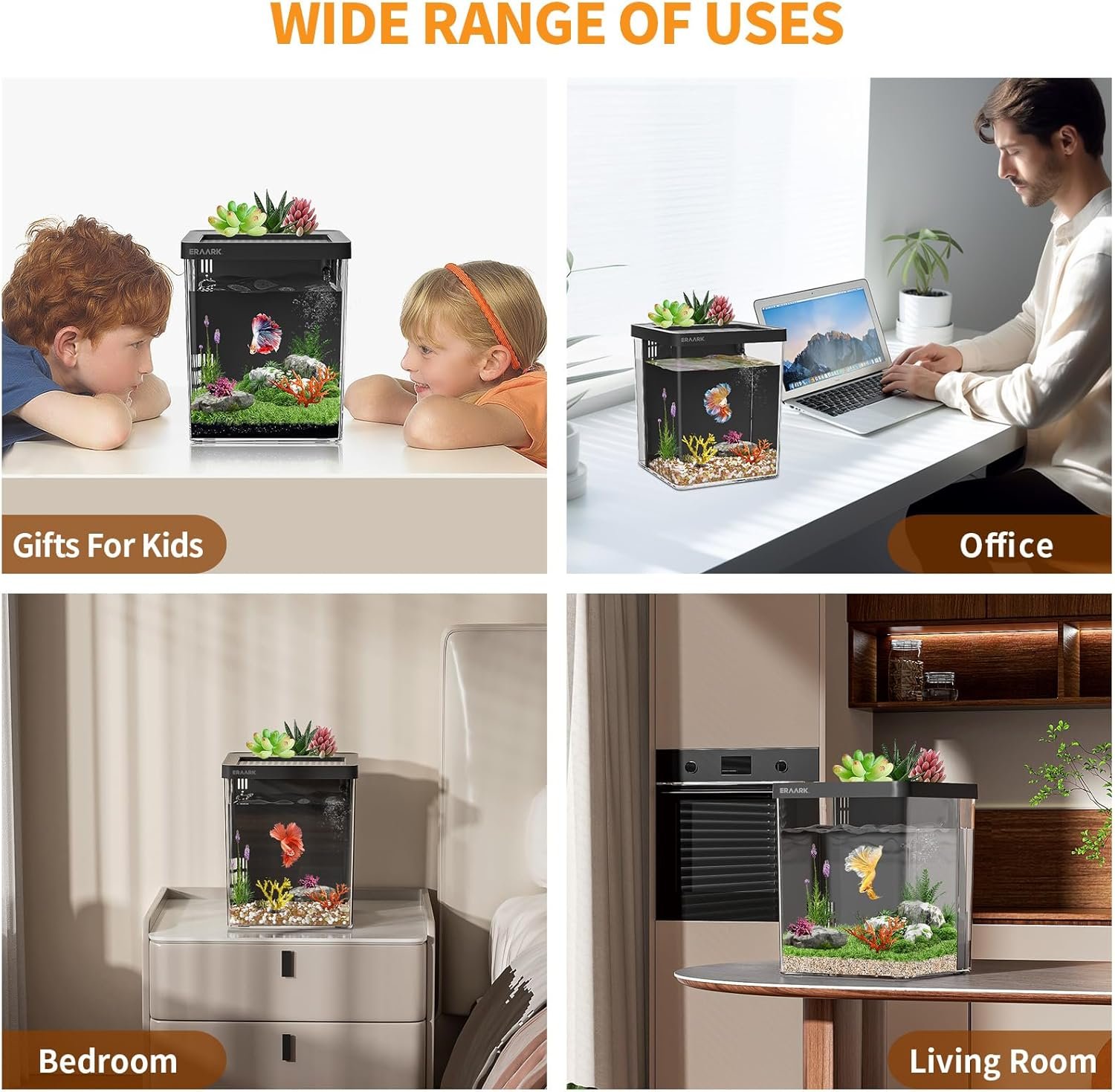 OEM 1.5 Gallon Betta Fish Tank Aquarium Kit with Filter LED Light Water Pump Starter Set Fish Bowl Factory