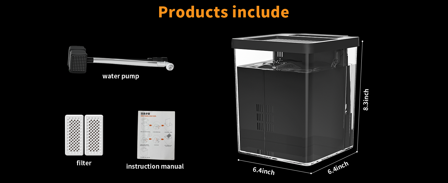 OEM 1.5 Gallon Betta Fish Tank Aquarium Kit with Filter LED Light Water Pump Starter Set Fish Bowl Factory