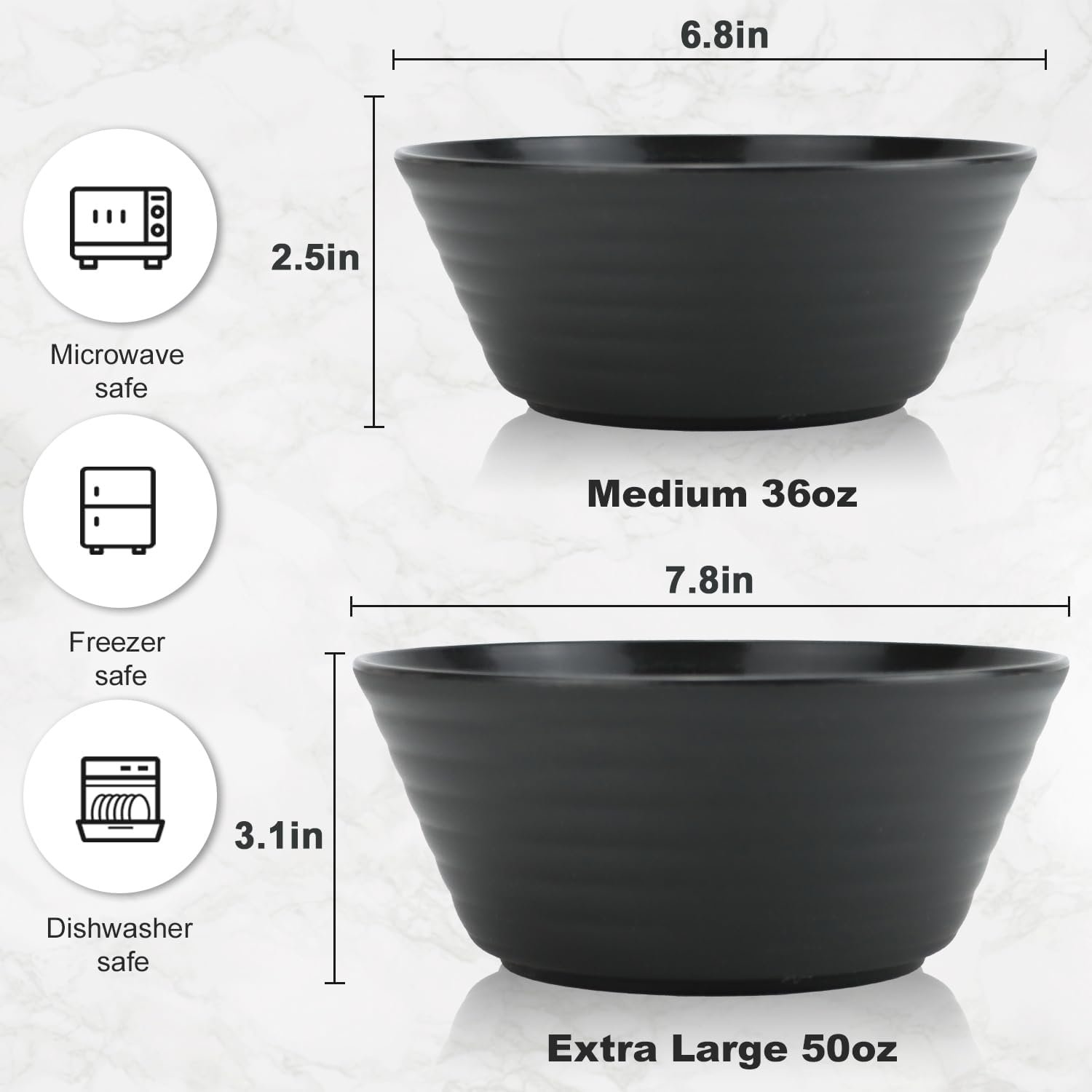 Wholesale Wheat Straw Bowl Sets 6 PCS Unbreakable 36 OZ Cereal and Salad Bowls Microwave Dishwasher Safe for Camping RV Apartment Dorm Party Black Grey Factory
