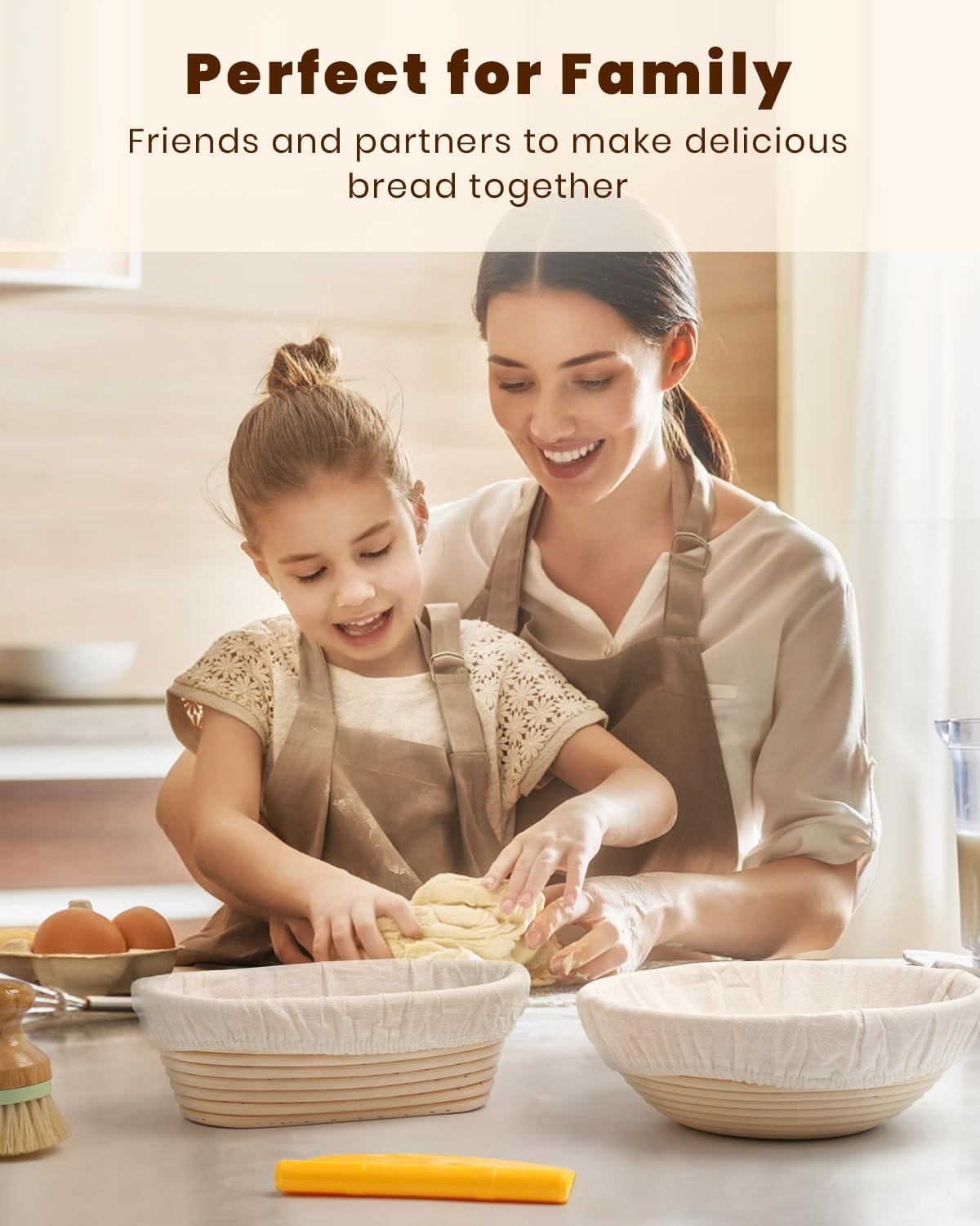 OEM Banneton Proofing Basket Sourdough Starter Kit 9-Inch Round Bread Baking Supplies with Thermometer Spatula Scraper Dough Whisk Factory