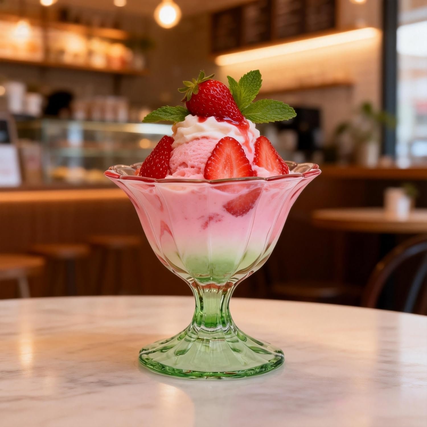 Wholesale 10 Oz Glass Dessert Bowls Set of 4 Footed Ice Cream Cups in Light Pink Green Clear for Sundae Candy Fruit Snacks Pudding Factory